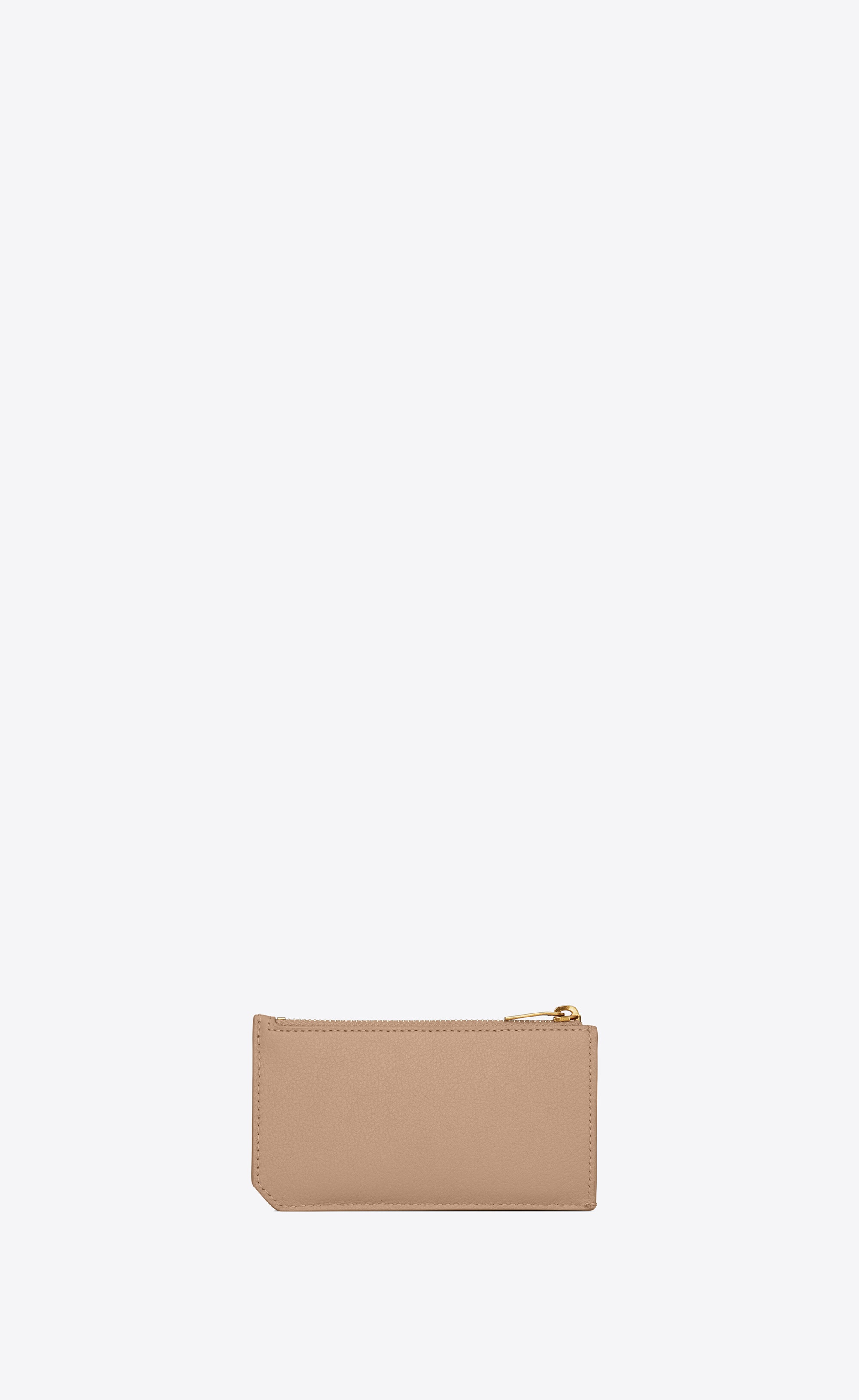 monogram fragments zipped card case in grained leather - 2