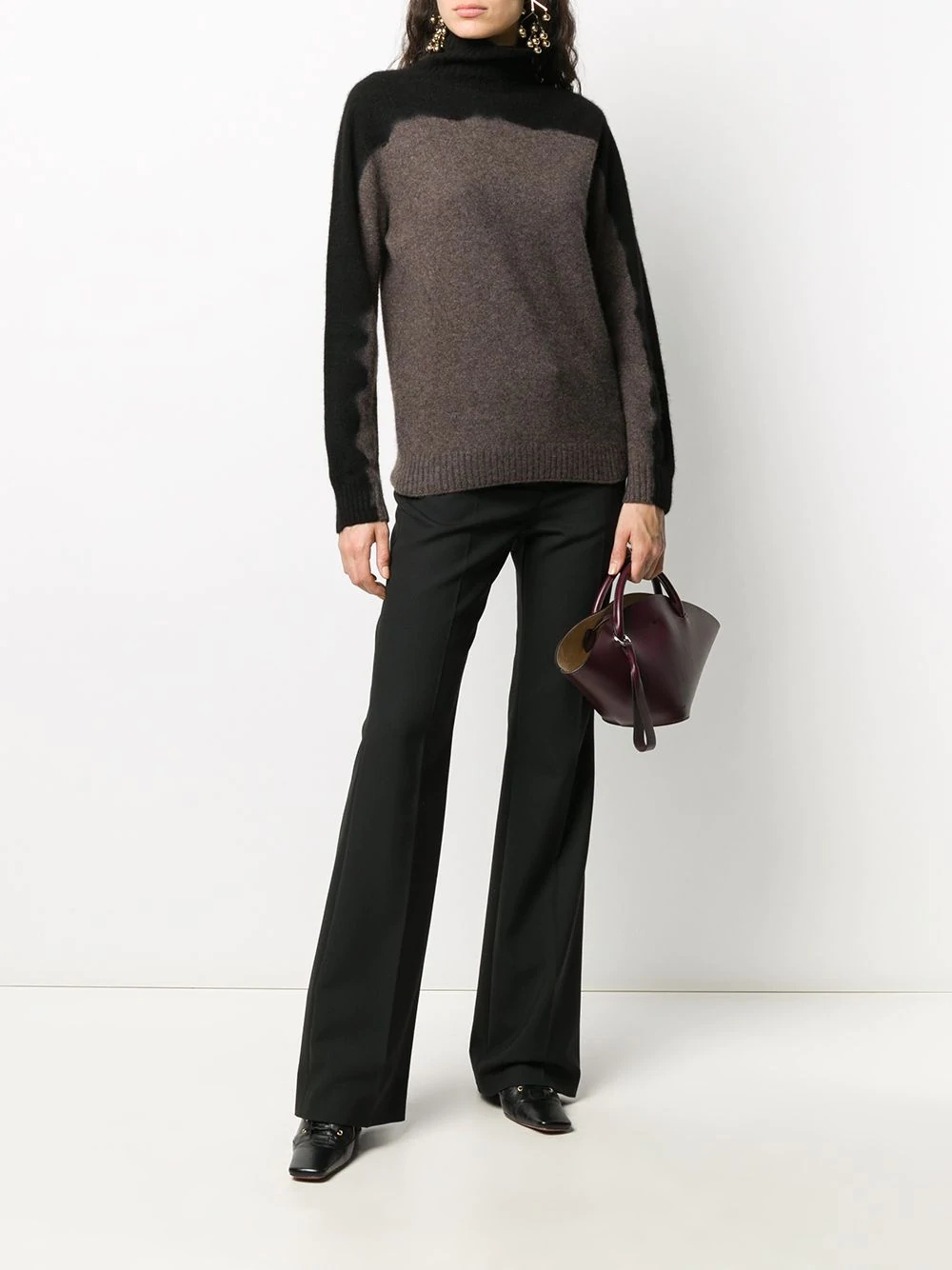 two-tone knit cashmere jumper - 2