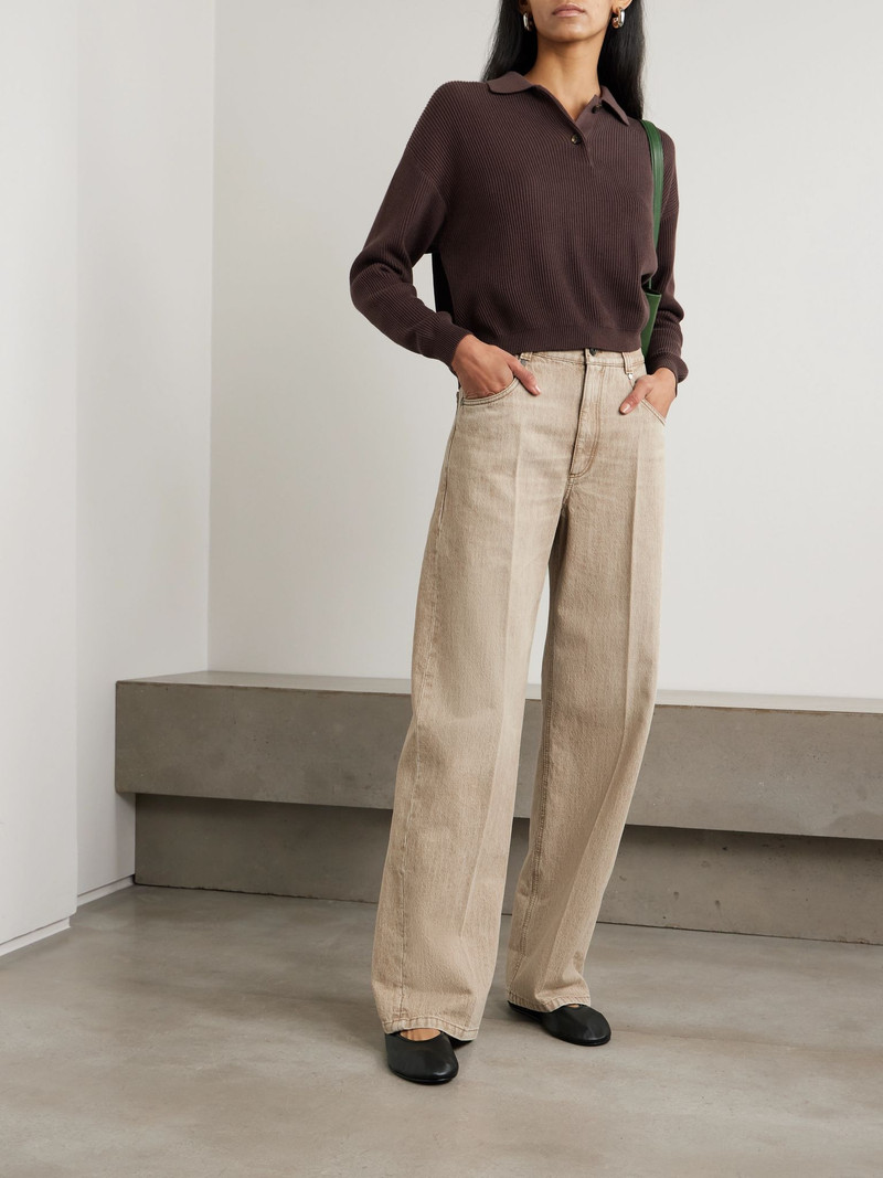 Brunello Cucinelli High-rise wide-leg jeans Mushroom outlook
