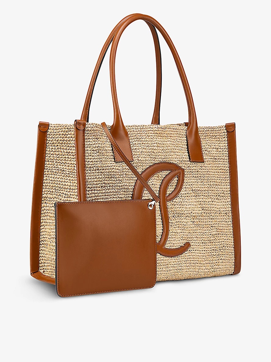 By My Side mini raffia and leather large tote bag - 3