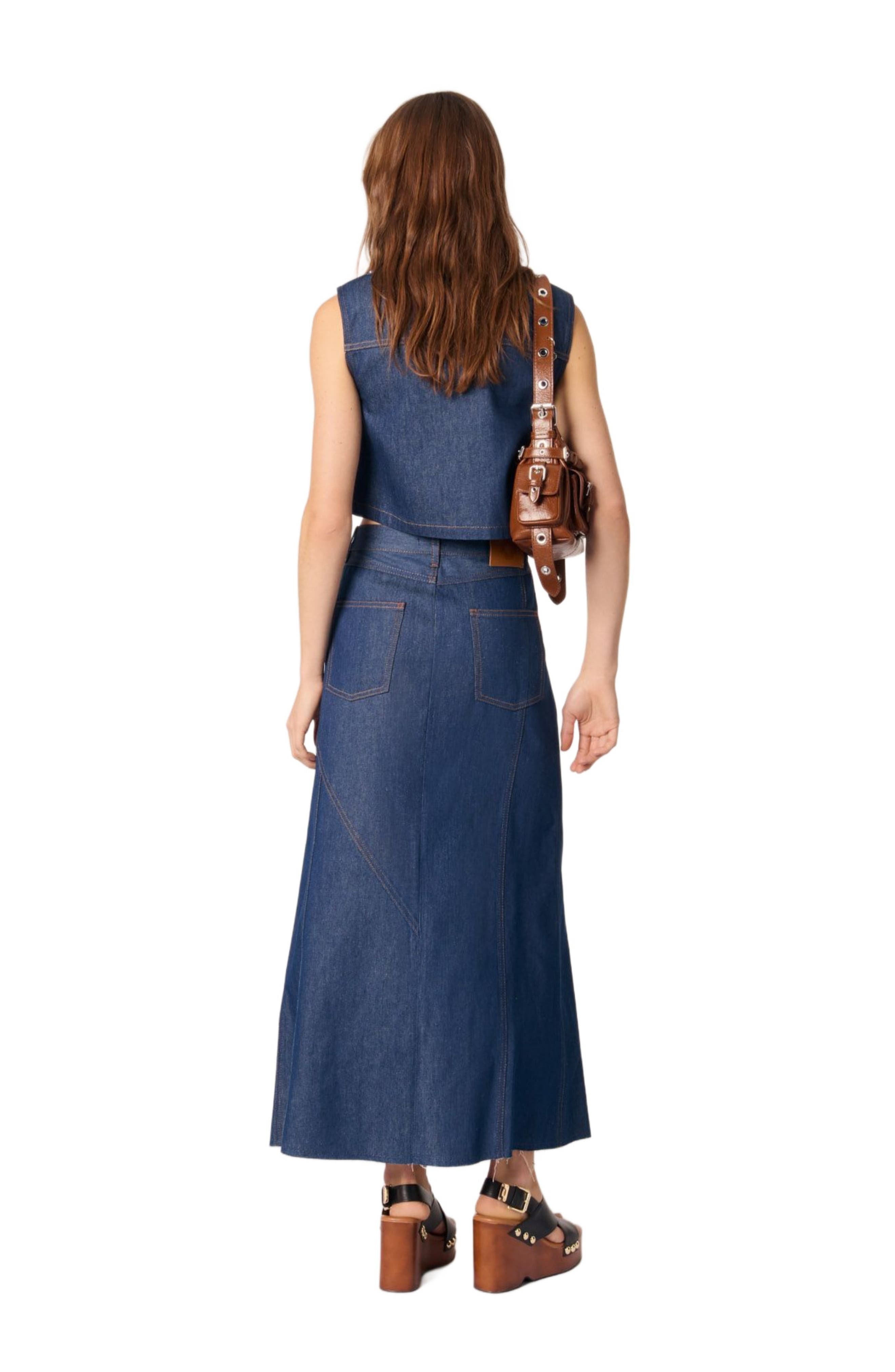 maje Denim cropped jacket in Navy at Nordstrom - 2