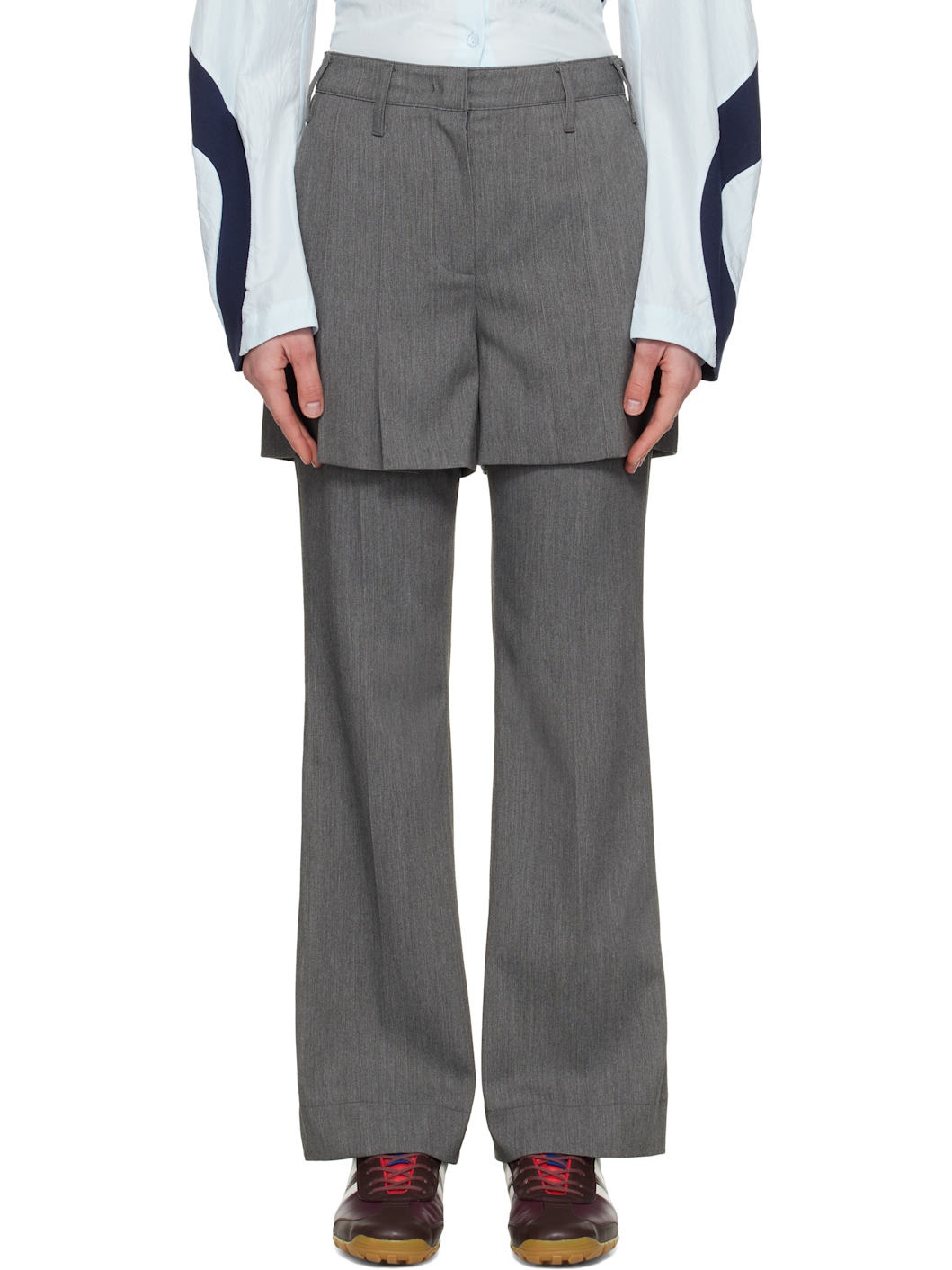 Gray Overlay Trousers - 1