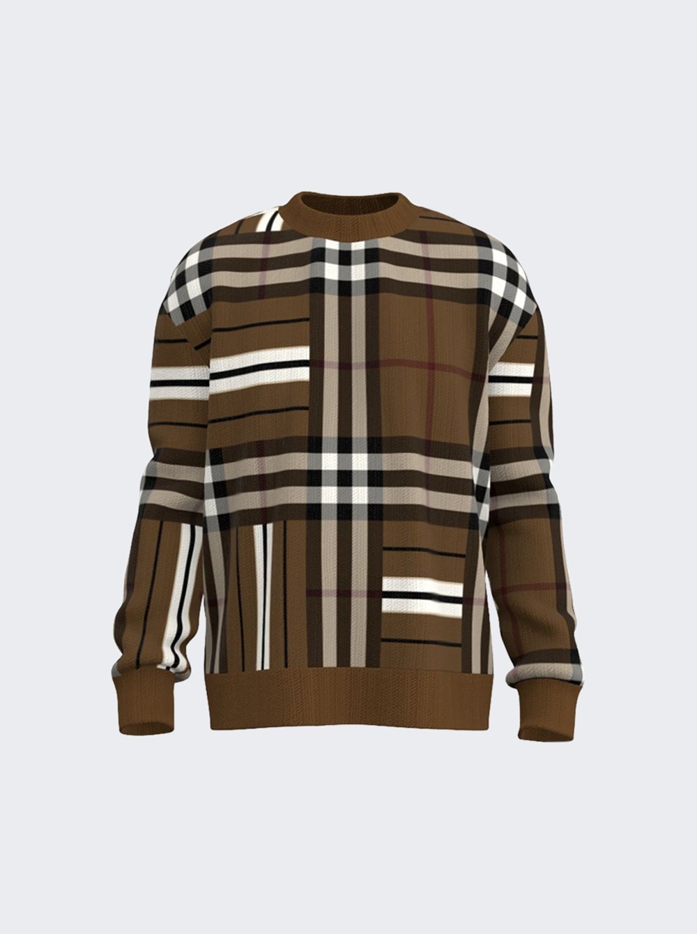 Denver Sweater Dark Birch Brown Check - 1