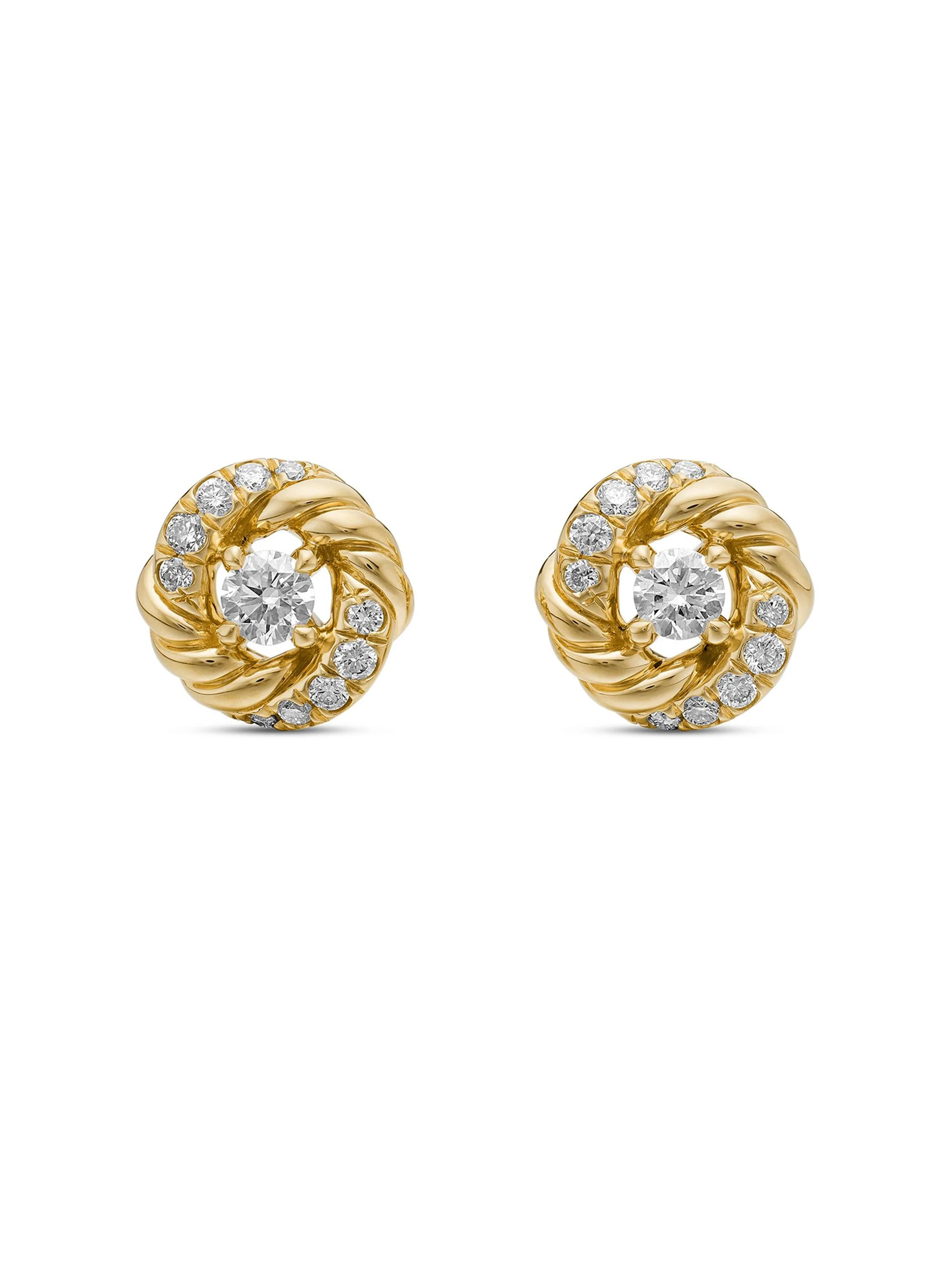 Women's Petite Infinity Stud Earrings in 18K Yellow Gold with Diamonds, 7.8mm - Diamond - 1