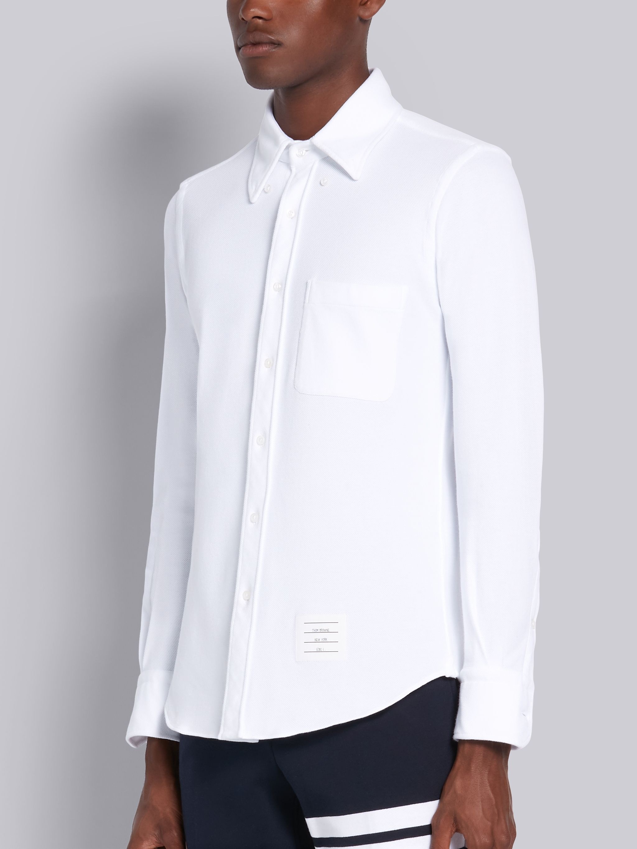 White Classic Pique Straight Fit Shirt - 2