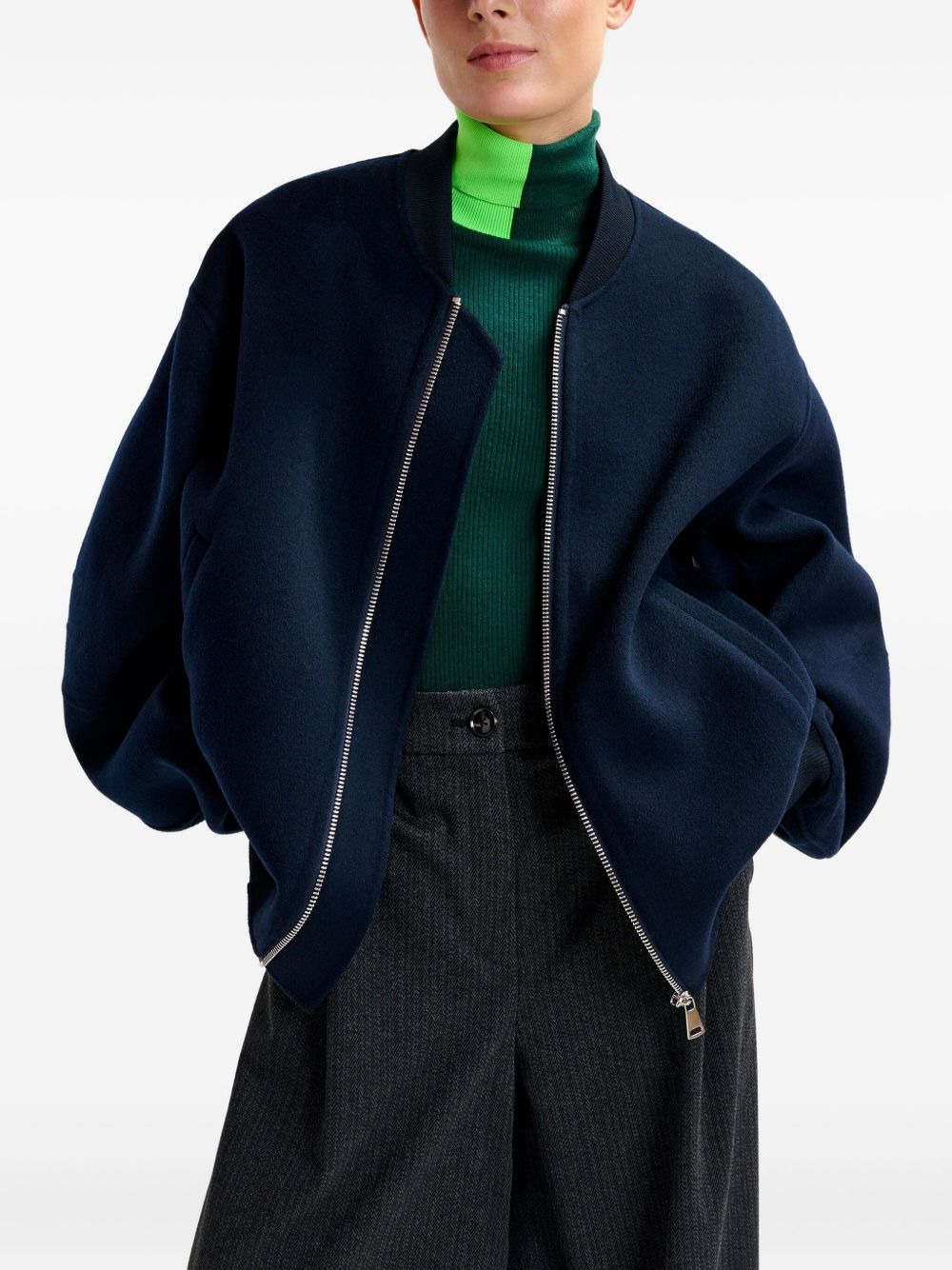 zip-fastening bomber jacket - 4