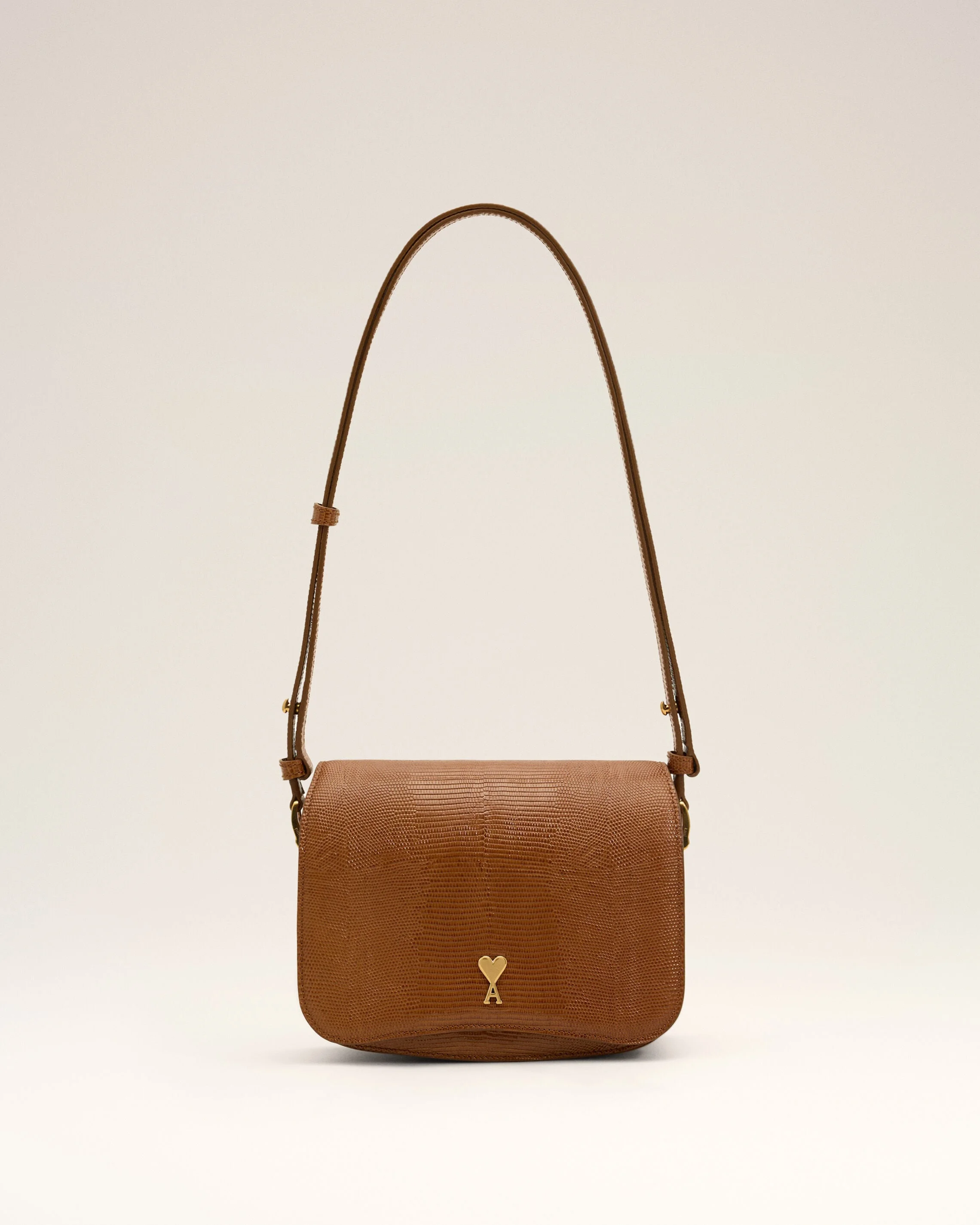 BROWN LIZARD EMBOSSED COWHIDE LEATHER PARIS PARIS BAG - 1