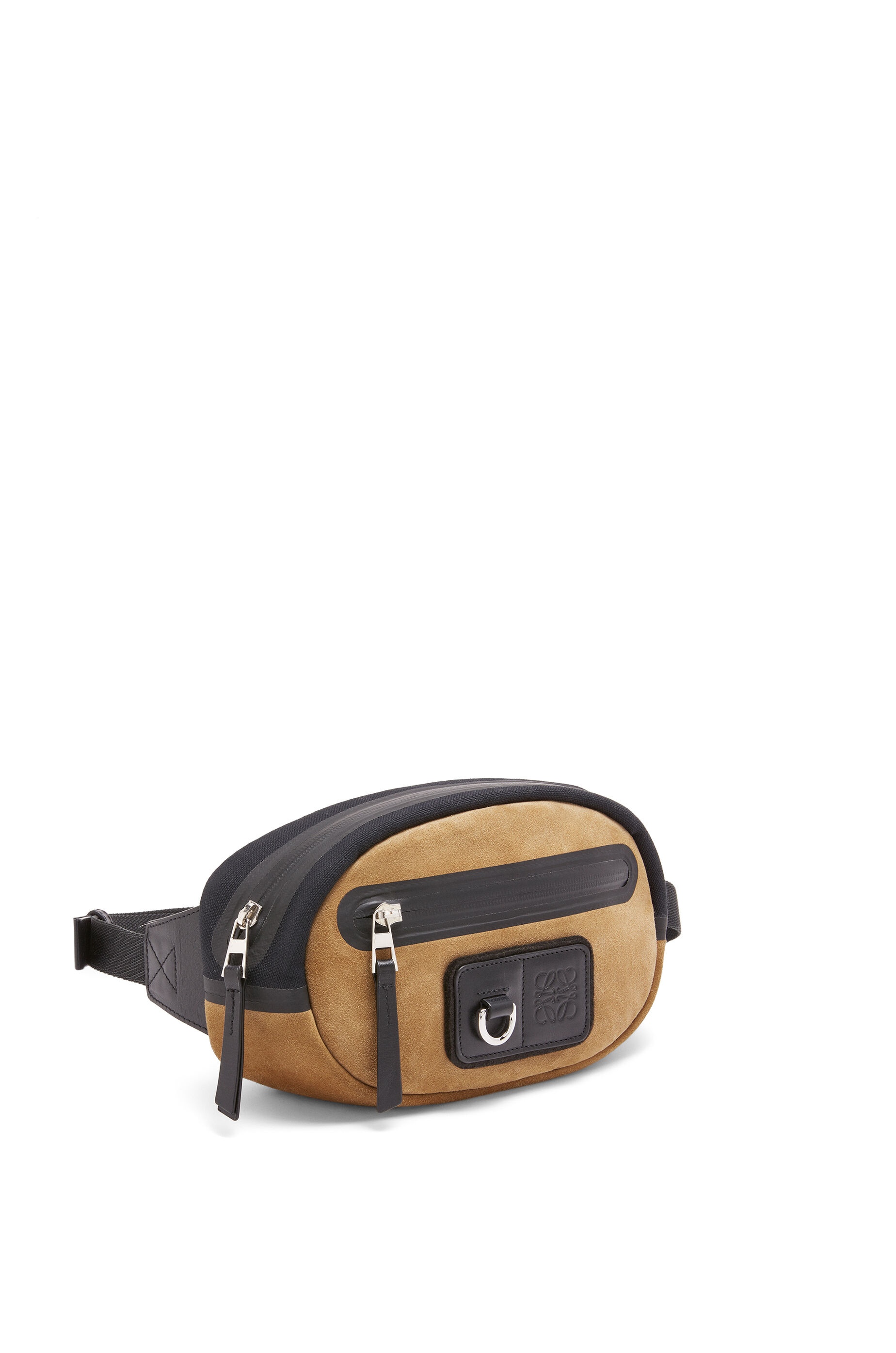 Round bumbag in recycled canvas and suede 3
