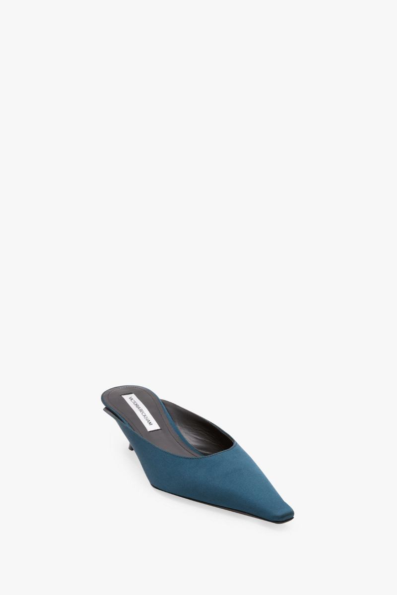 Victoria Beckham Sloan Mule 45 In Teal Blue Satin outlook