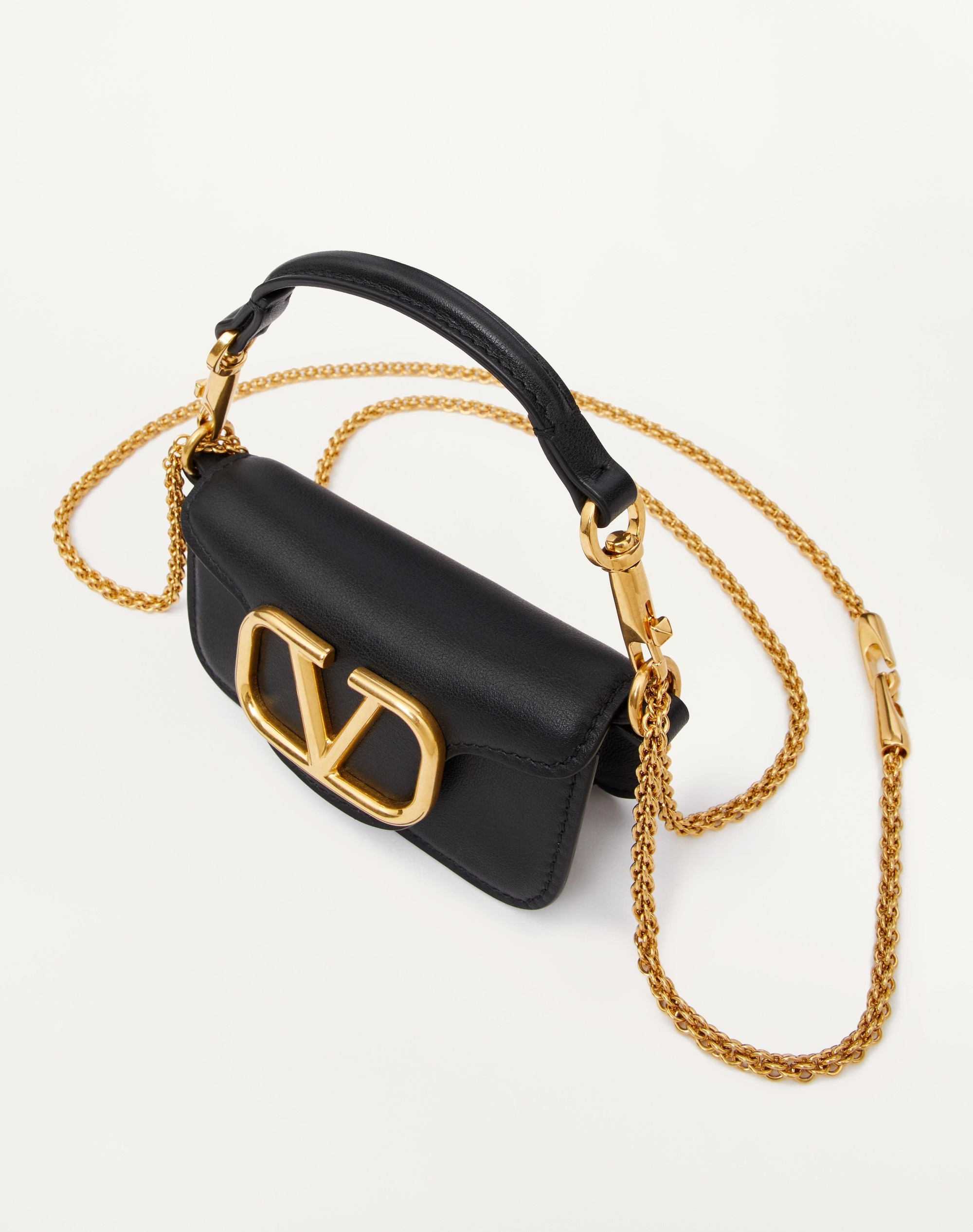 VALENTINO GARAVANI LOCÒ MICRO BAG IN CALFSKIN LEATHER WITH CHAIN - 6