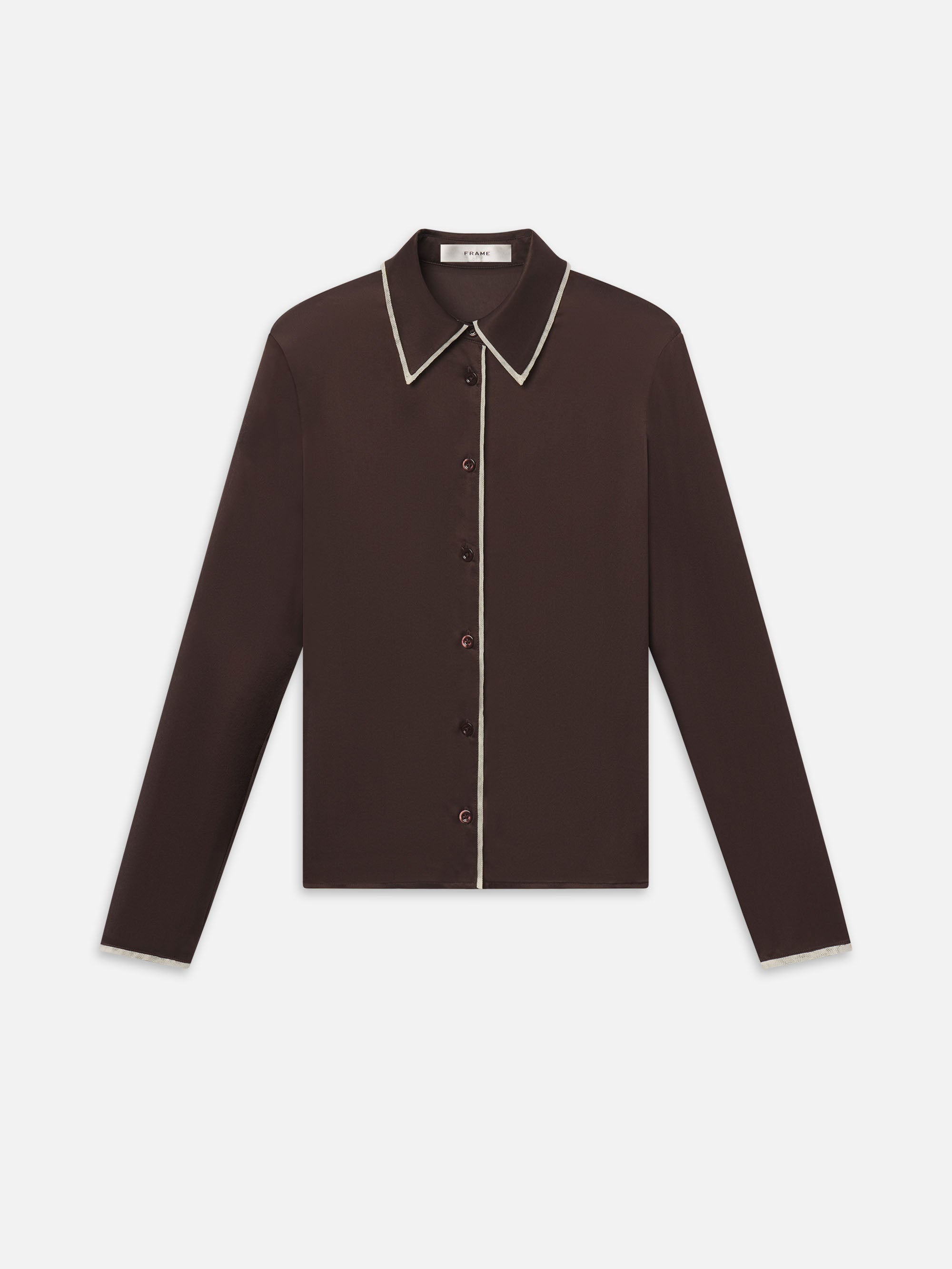 The Slim Essential Shirt in Coffee Multi - 1
