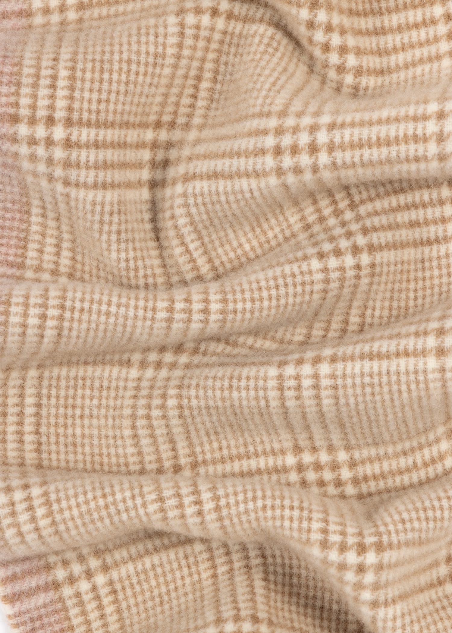 Cream 'Prince of Wales Check' Wool Scarf - 4