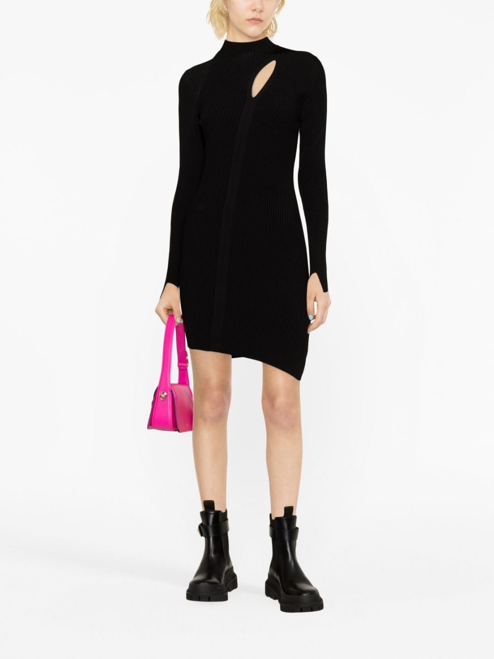 ribbed-knit slashed minidress - 2