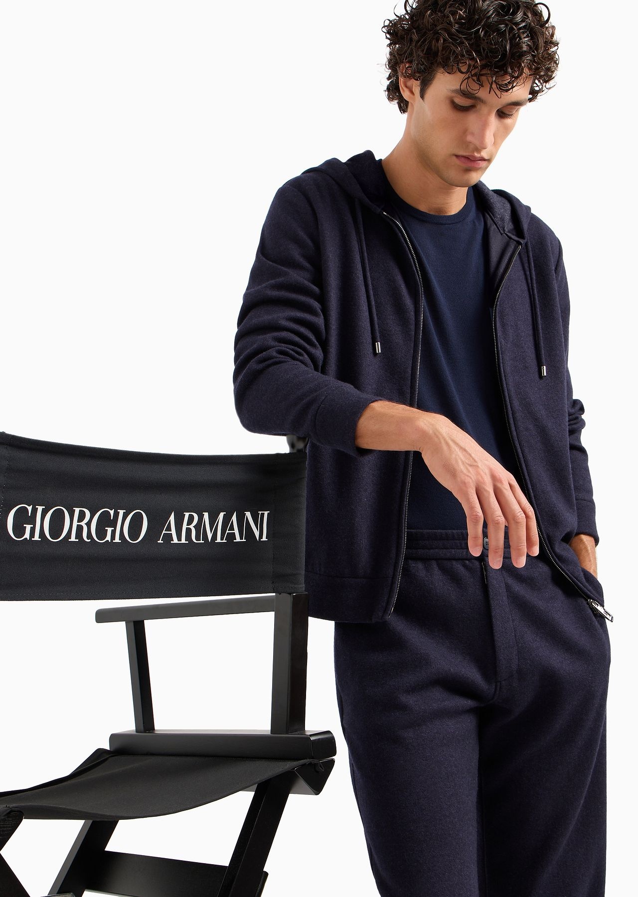 Giorgio Armani Vicuña sweatshirt with hood in cashmere and vicuña - 5