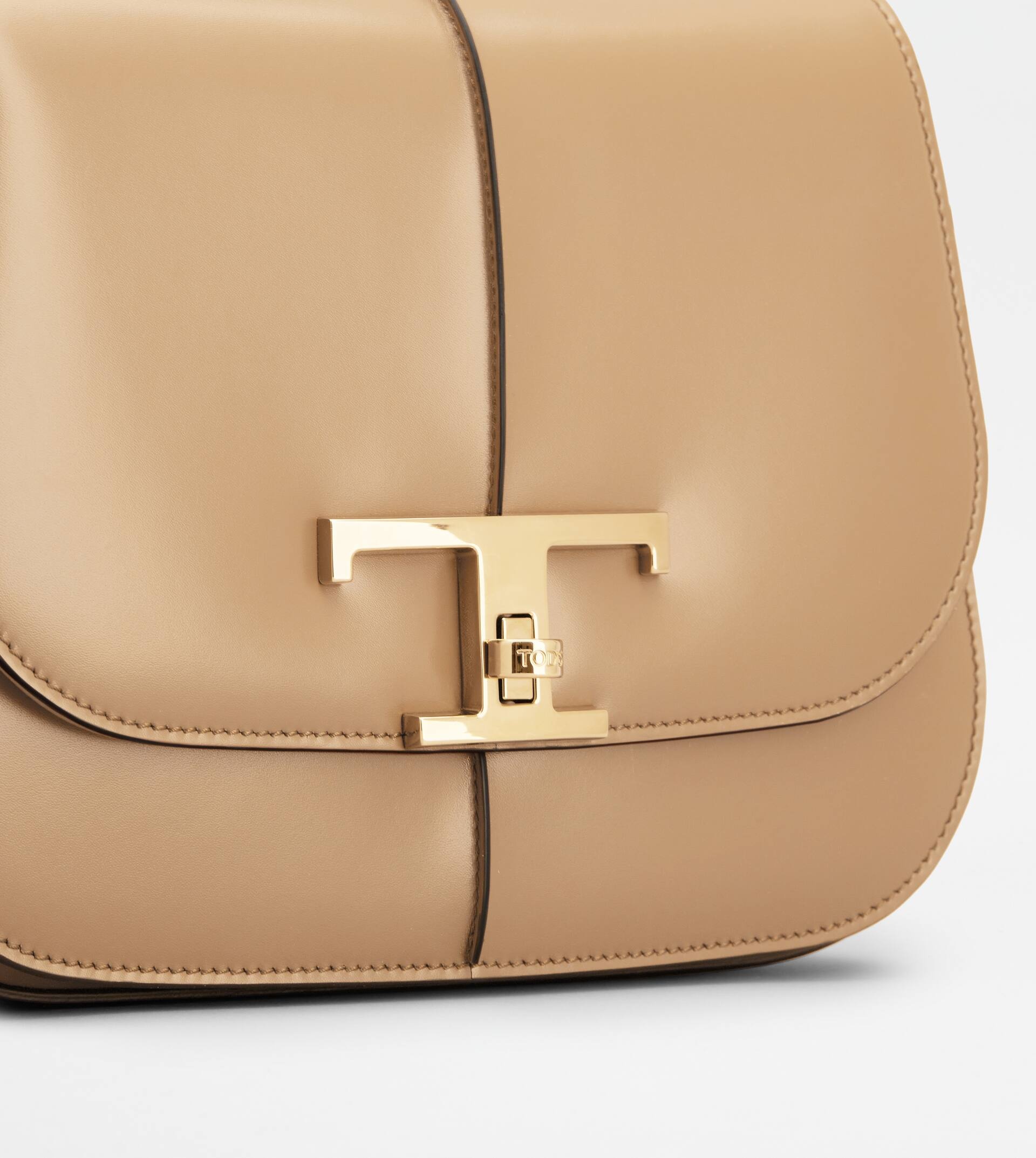 T TIMELESS SHOULDER BAG IN LEATHER MINI - BEIGE - 5