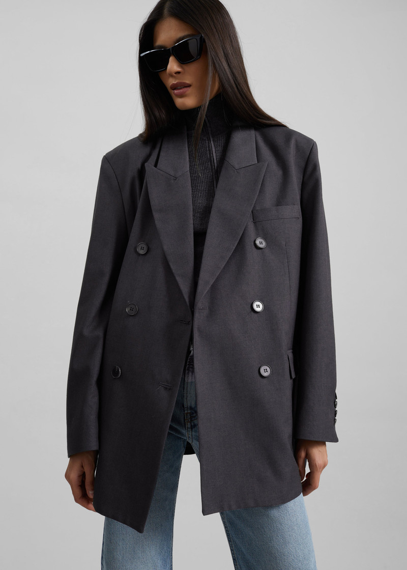 Daroca Double-Breasted Blazer - Charcoal 6
