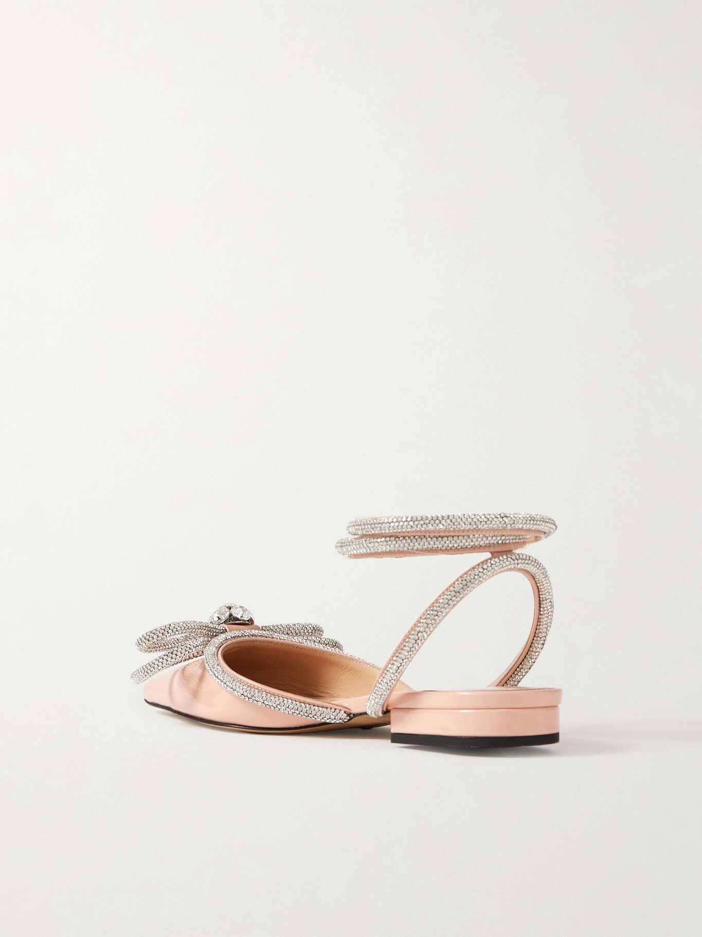 Double Bow crystal-embellished patent-leather point-toe flats - 3
