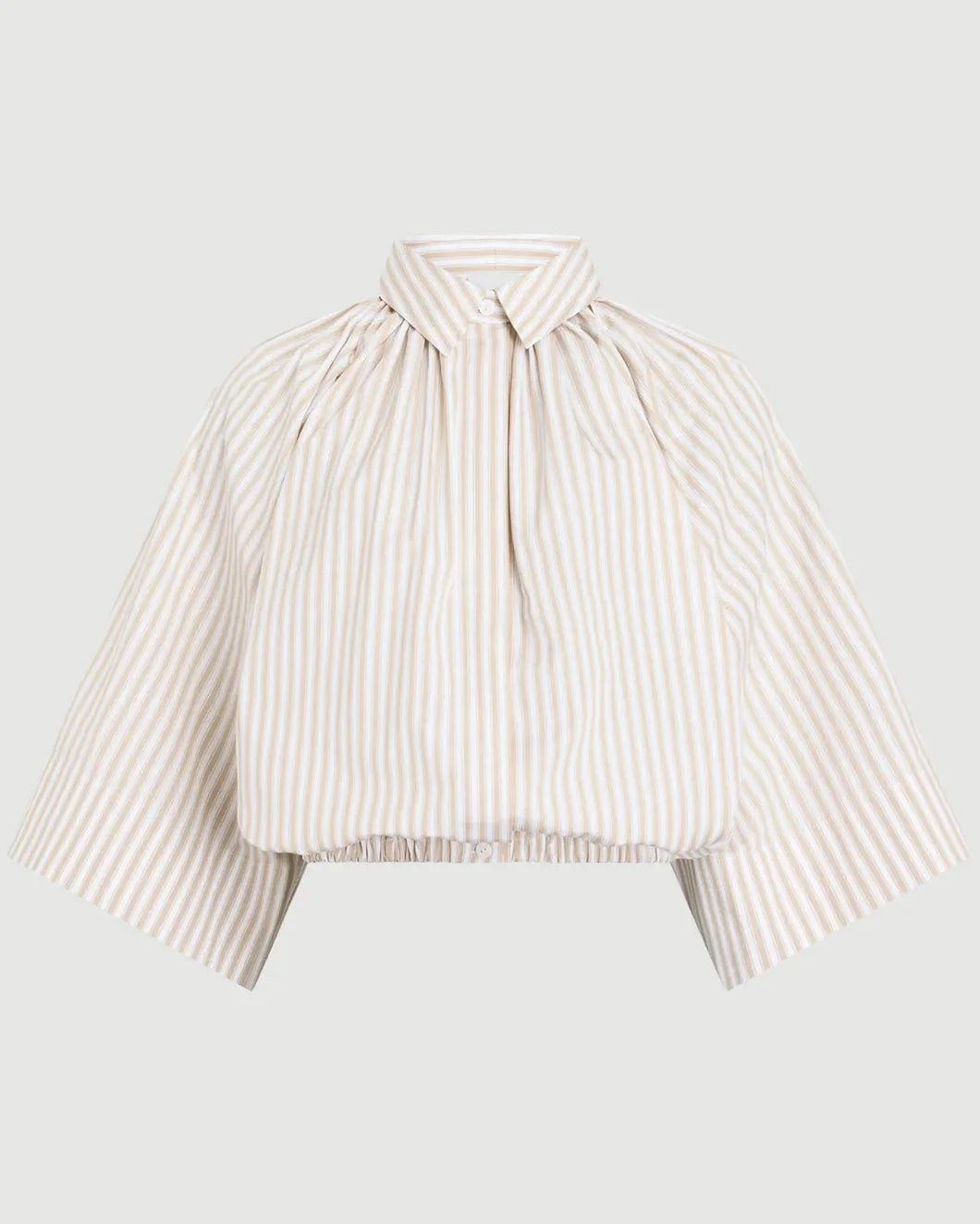 ORGANIC COTTON VOLUMINOUS SHORT-SLEEVED STRIPED BLOUSE - 1