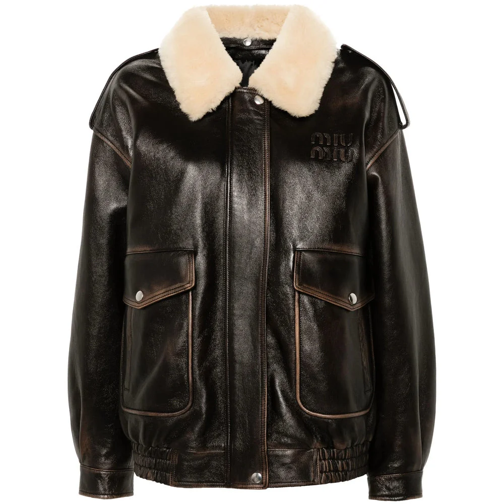 Miu Miu Brown Jackets - Leather Jackets Women - 1