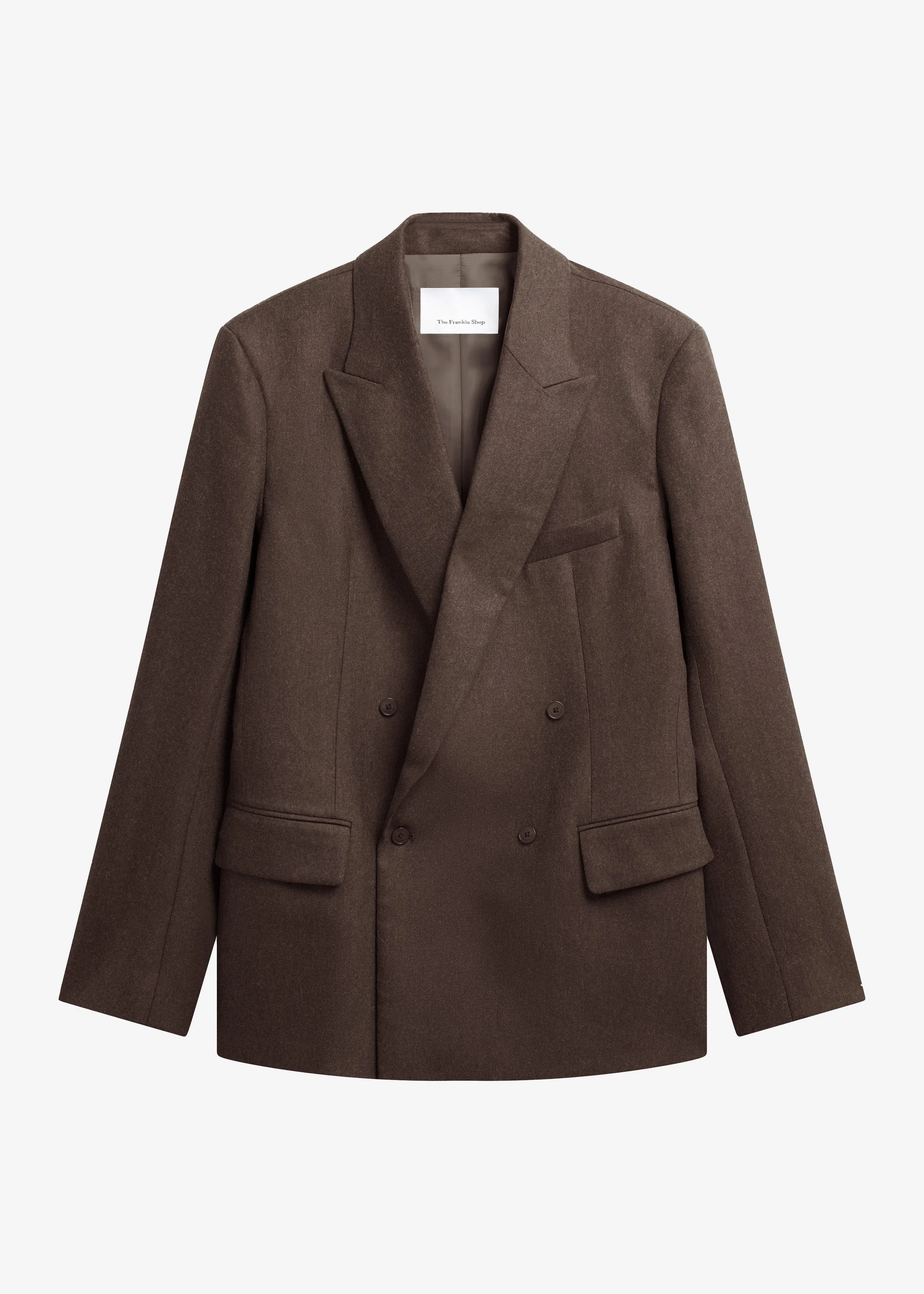 Newark Flannel Double Breasted Blazer - Mocha - 1