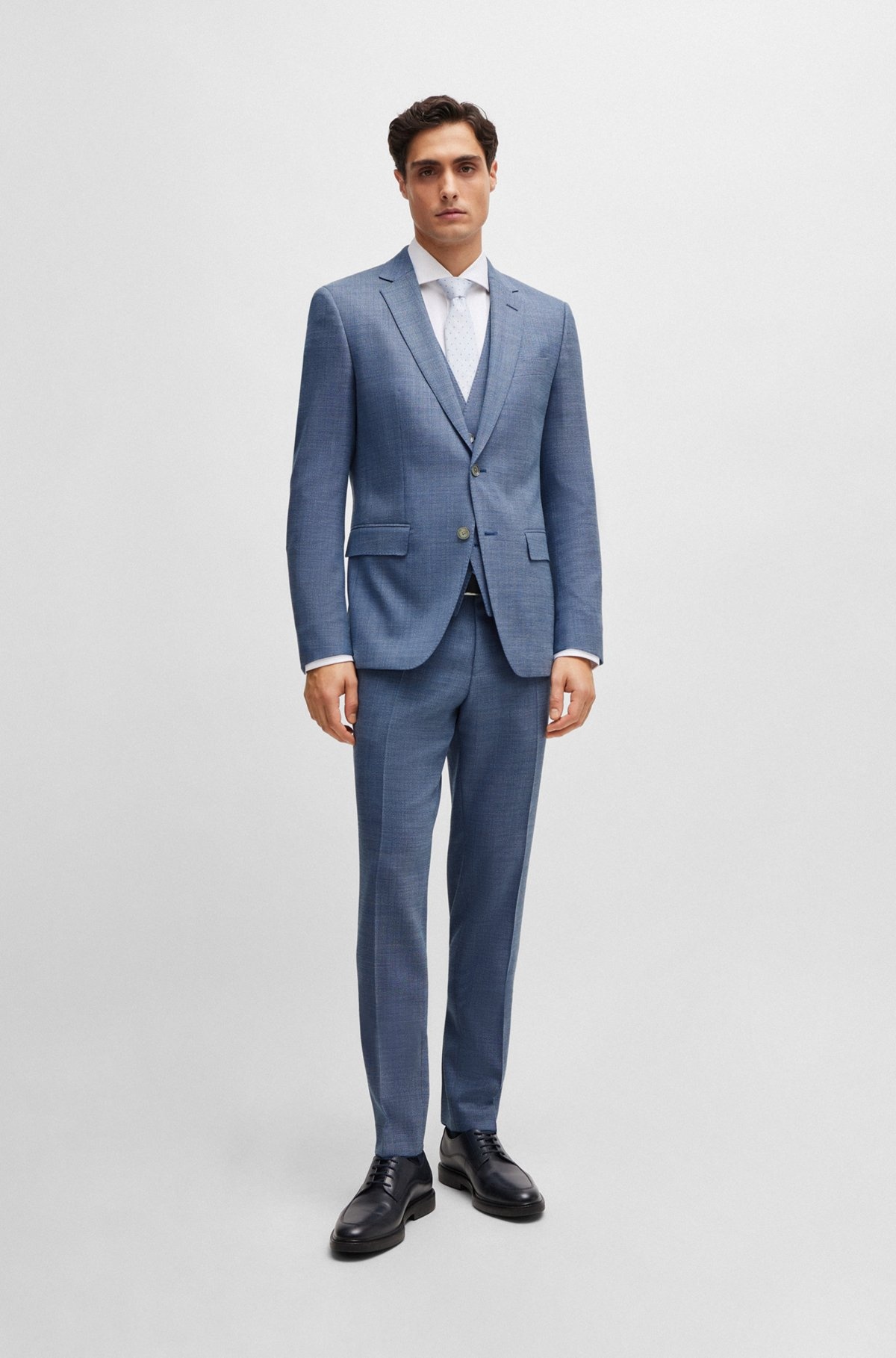 SLIM-FIT SUIT IN A HOPSACK-WEAVE WOOL BLEND - 1