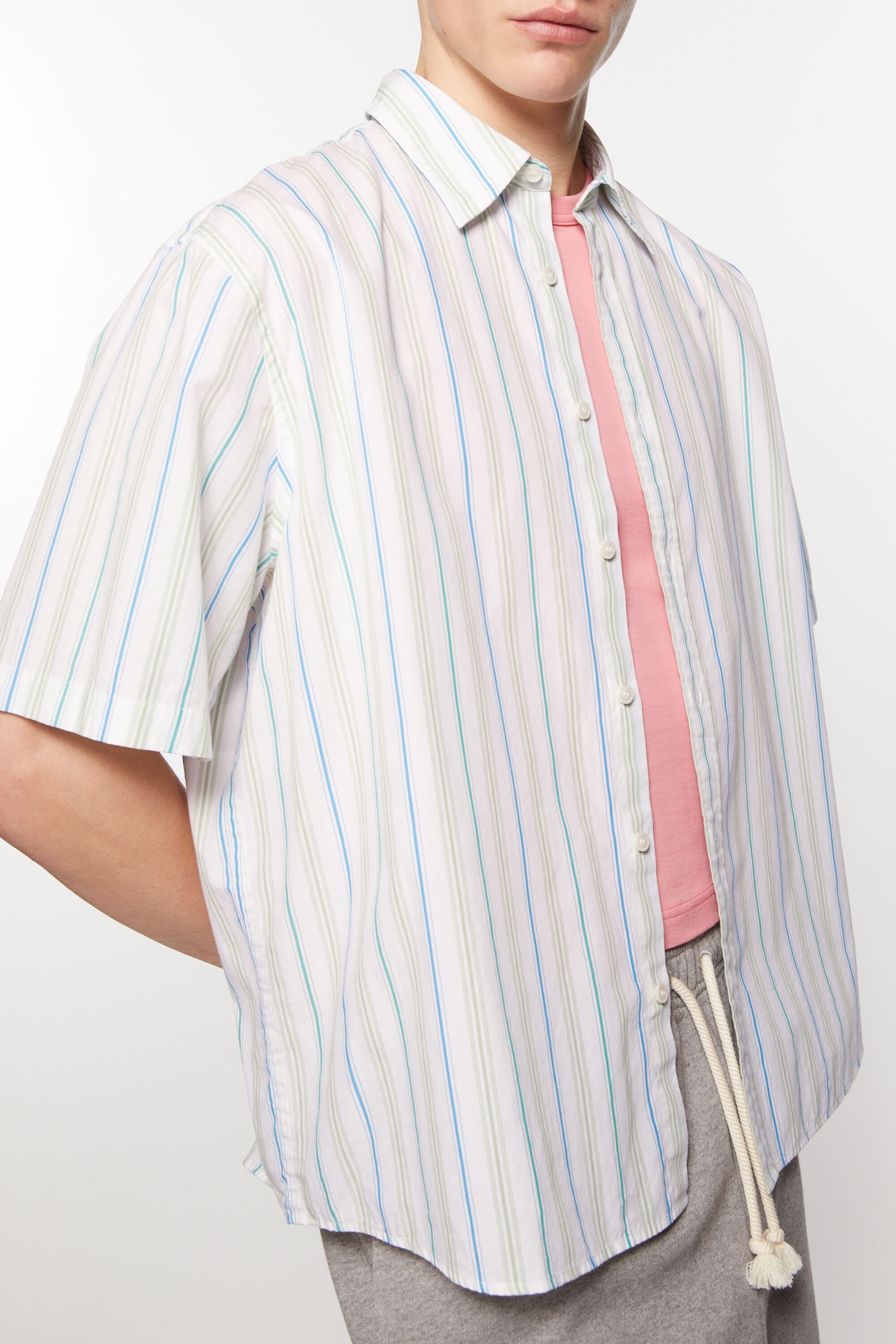 Acne Studios Stripe button-up shirt - Blue/green | REVERSIBLE