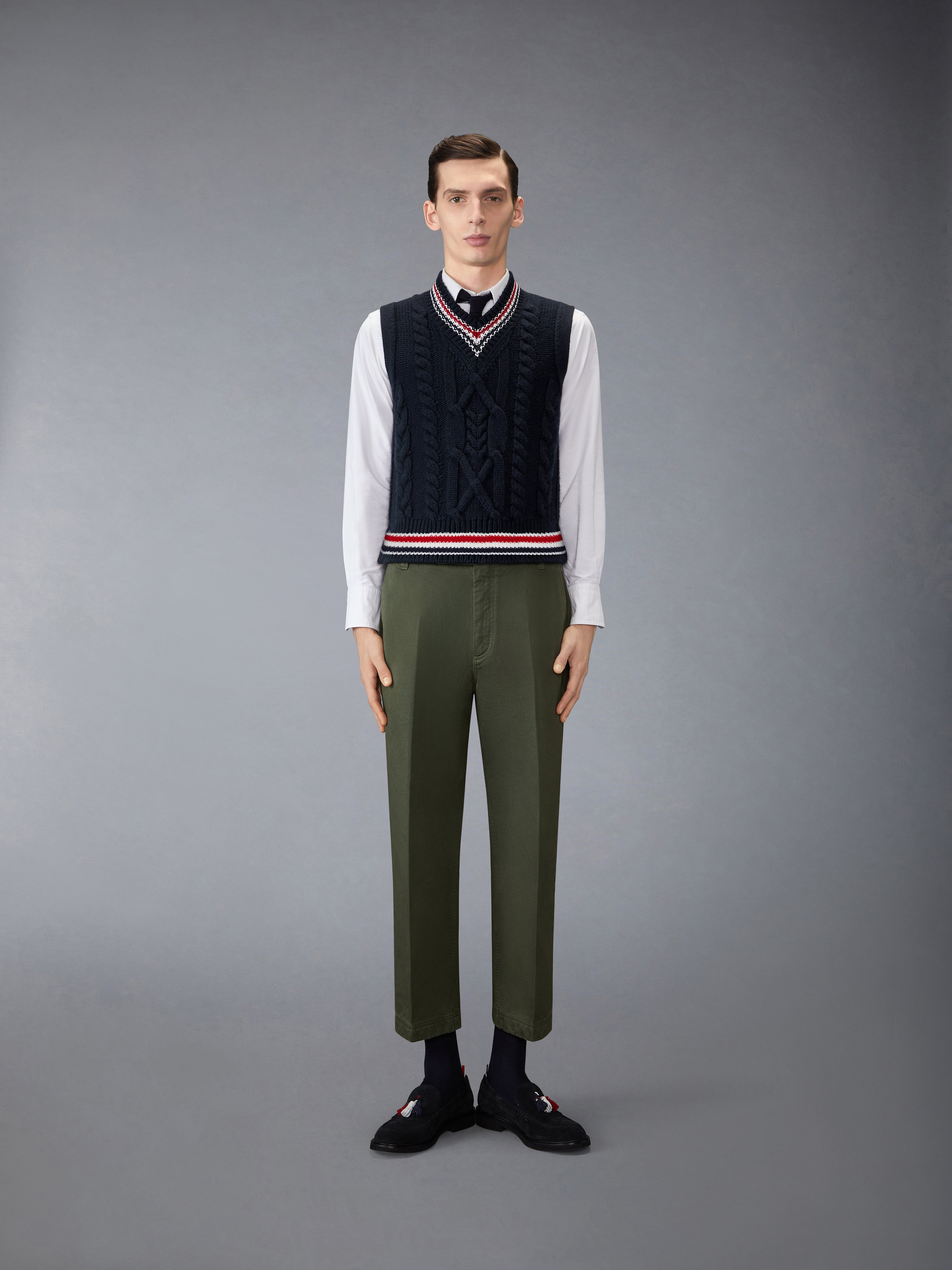 ARAN CABLE STITCH MERINO WOOL VEST - 4