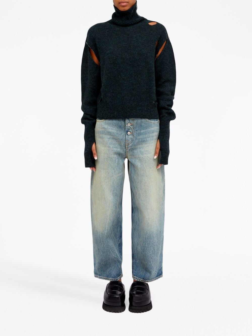 distressed-effect high-neck jumper - 2