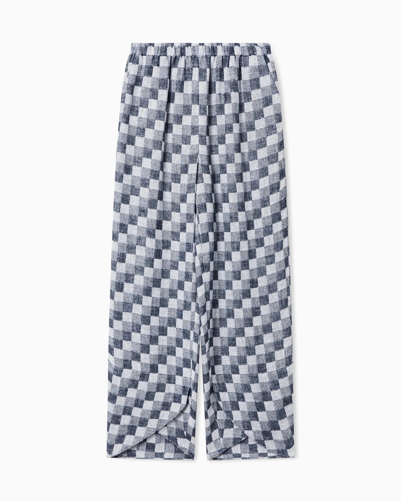 CHECK LINEN GAUZE TROUSERS - 1