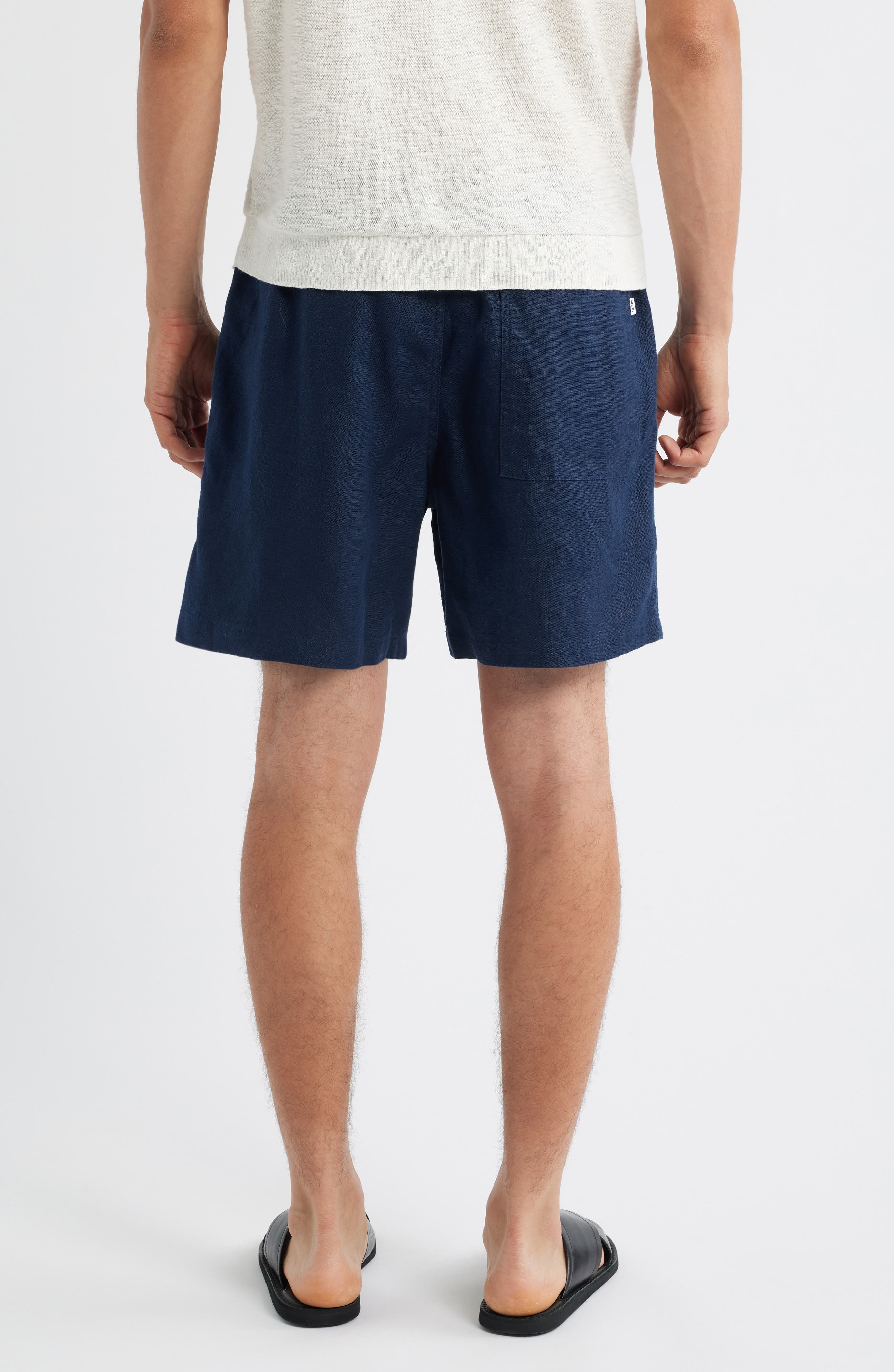 NN07 1454 Gregor Linen Drawstring Shorts in Navy Blue at Nordstrom - 2