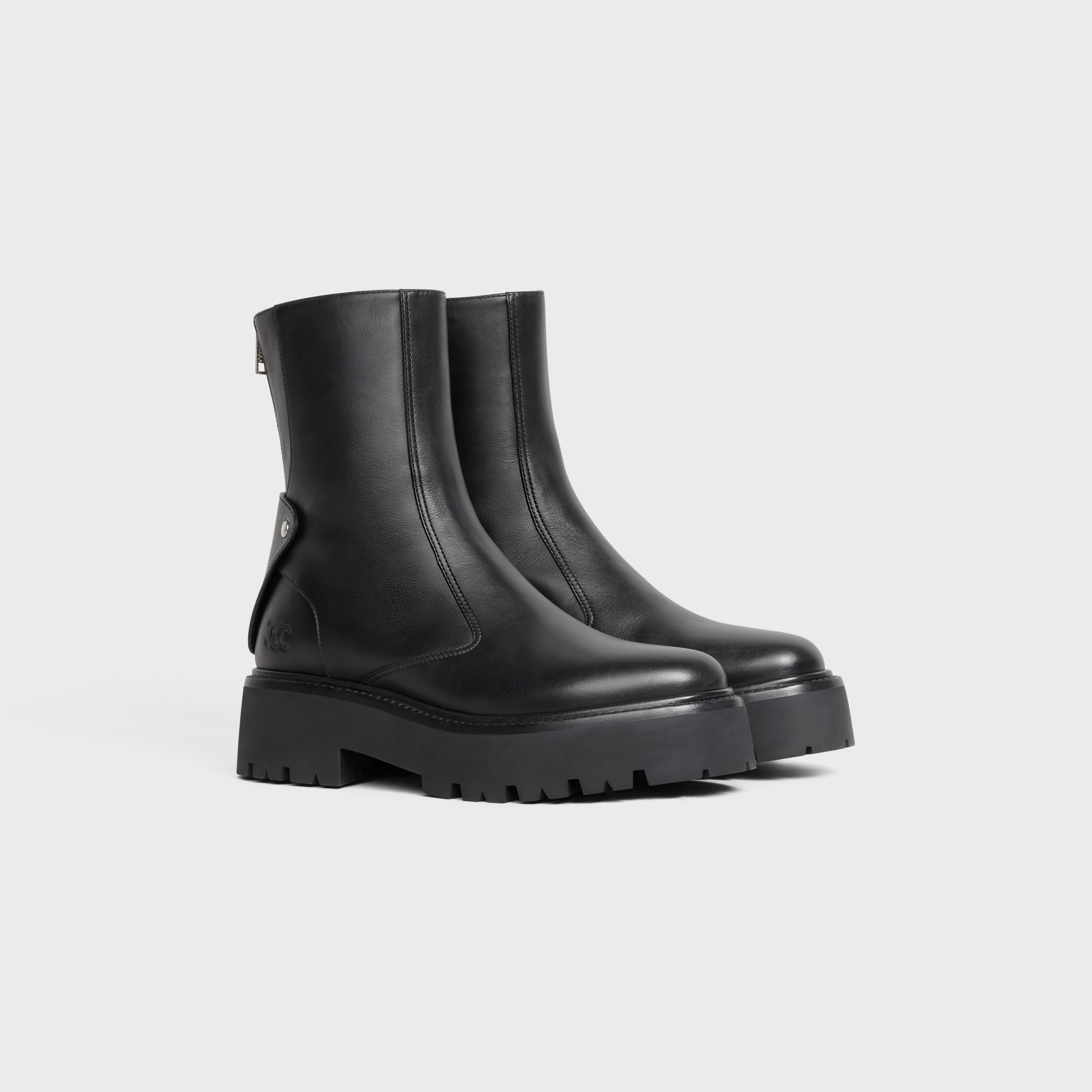 CELINE BULKY BOOTS WITH BACK ZIP AND TRIOMPHE in Calfskin - 2