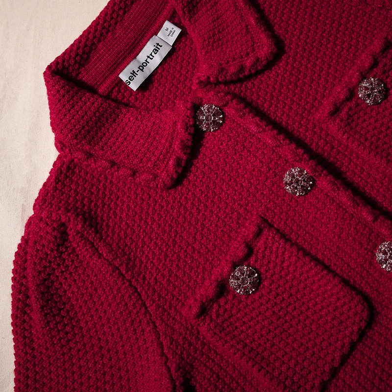 Red Melange Knit Crop Cardigan 4