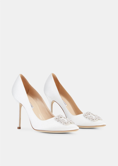 Manolo Blahnik Hangisi 105 Satin Cream Pumps outlook