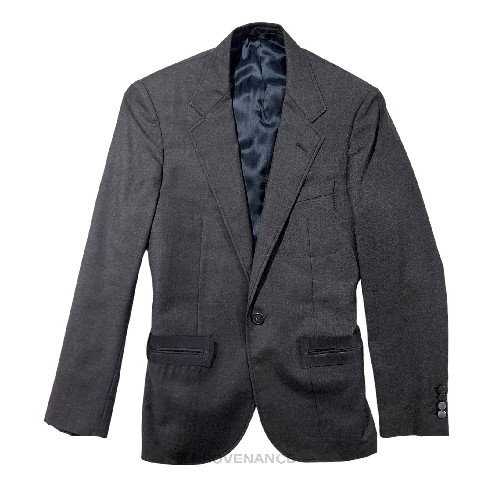 Lanvin Grosgrain Trim Blazer Jacket Coat - Grey 36 46 - 1
