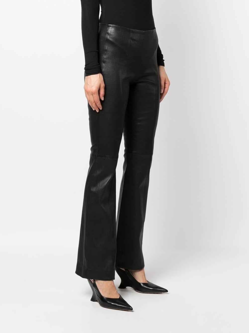 leather wide-leg trousers - 3