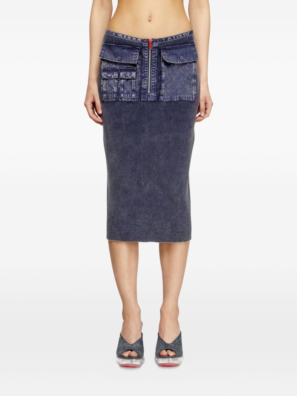 M-Merin ribbed zip-front skirt - 3
