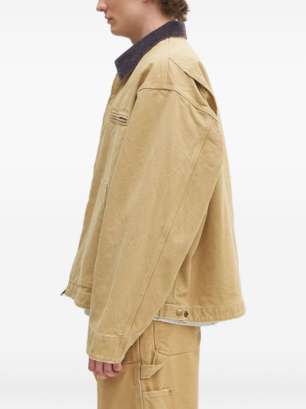corduroy-collar overshirt - 2