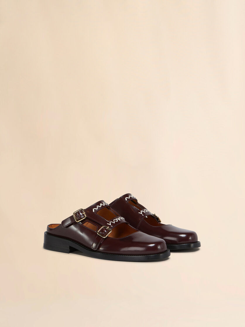 BURGUNDY LEATHER BAMBI 3.0 LOAFER WITH DOUBLE BUCKLE - 2