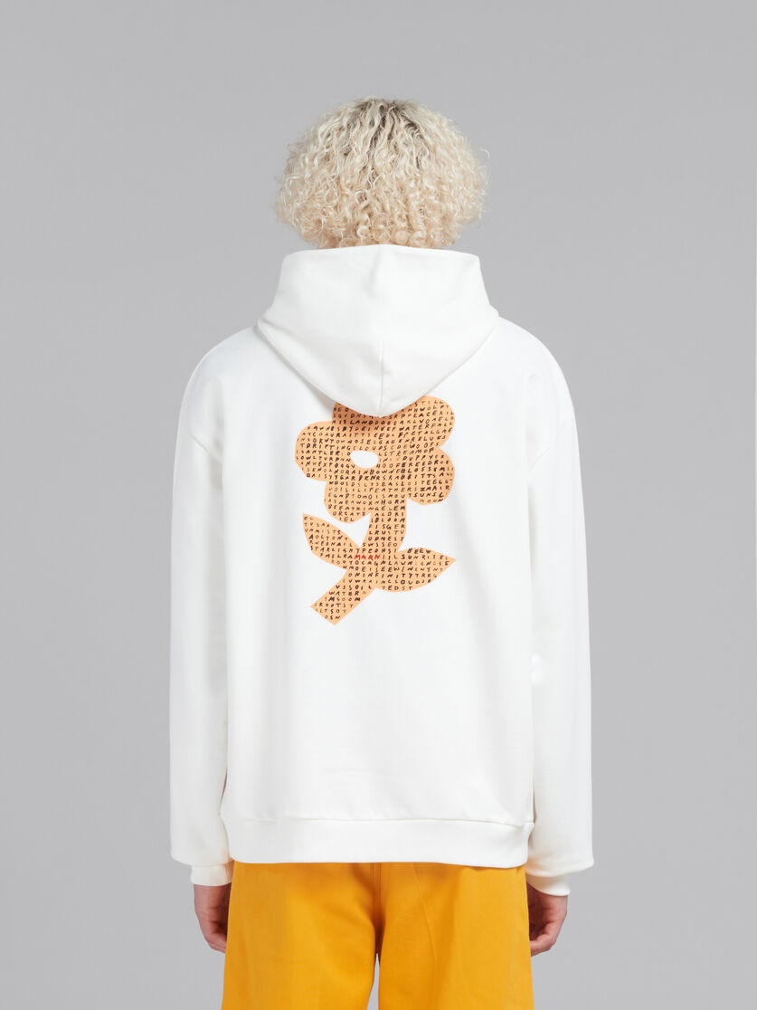 WHITE BIO COTTON HOODIE WITH WORDSEARCH FLOWER PRINT - 3