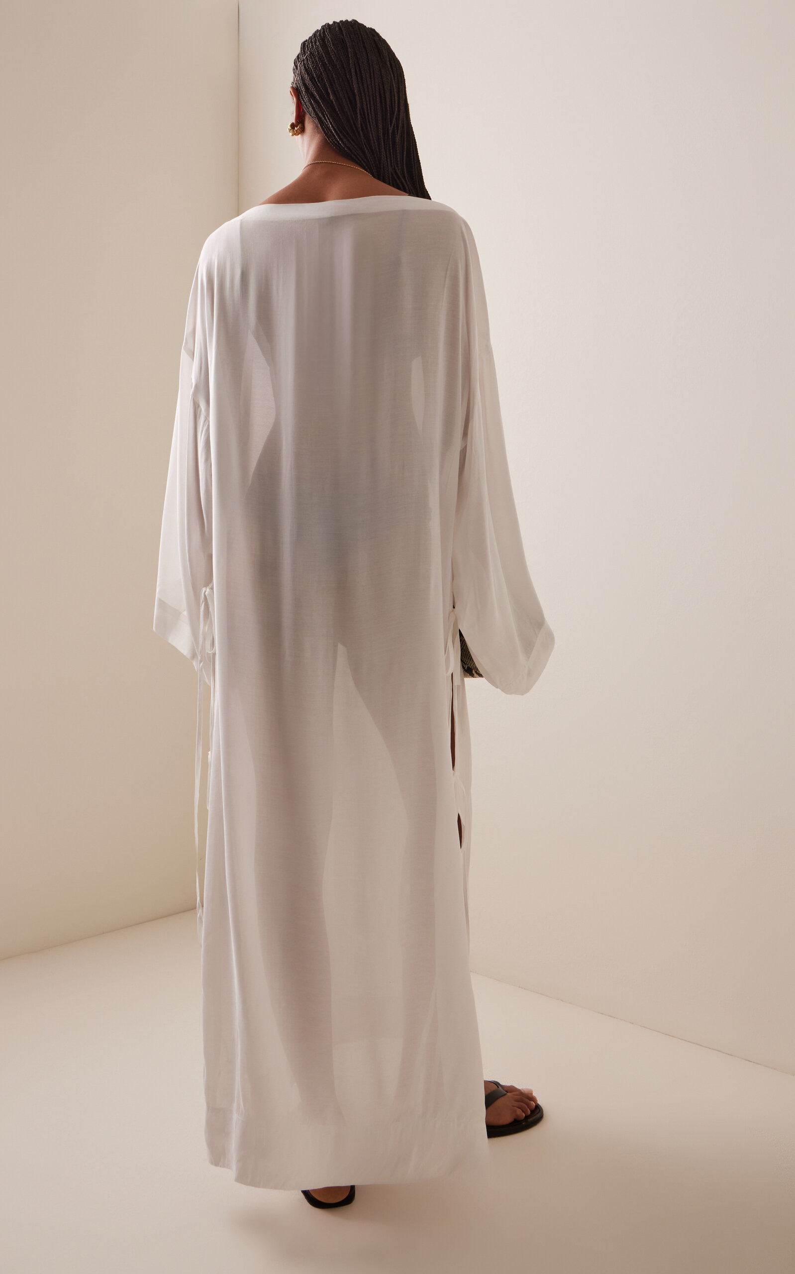 Cremona Tie-Side Voile Maxi Coverup ivory - 4