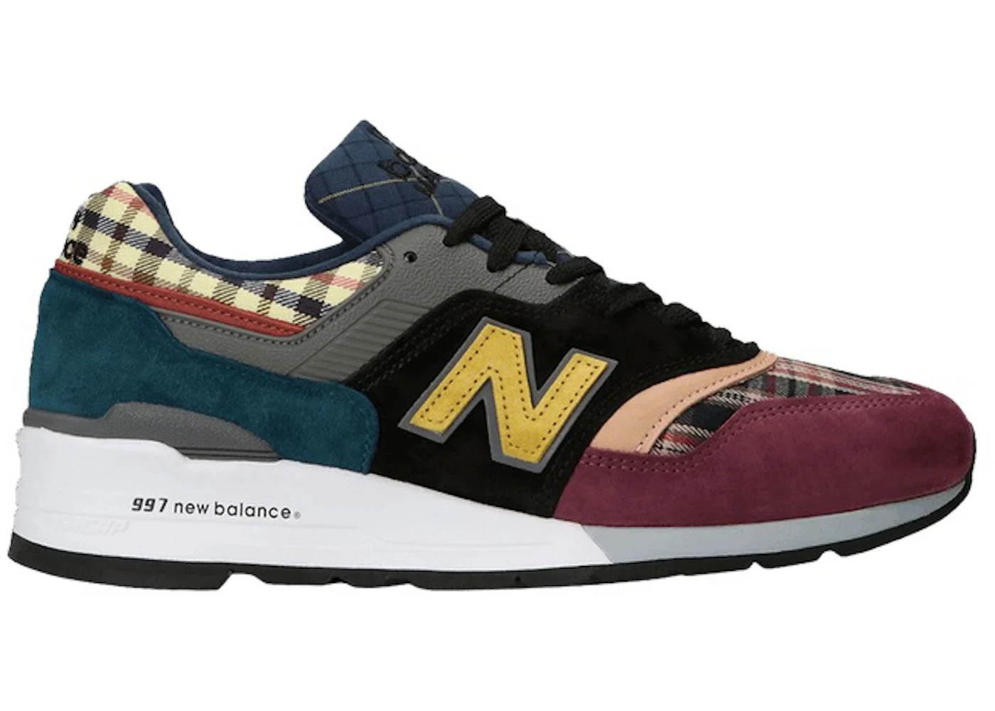 New Balance 997 MiUSA Plaid Pack Burgundy Black - 1