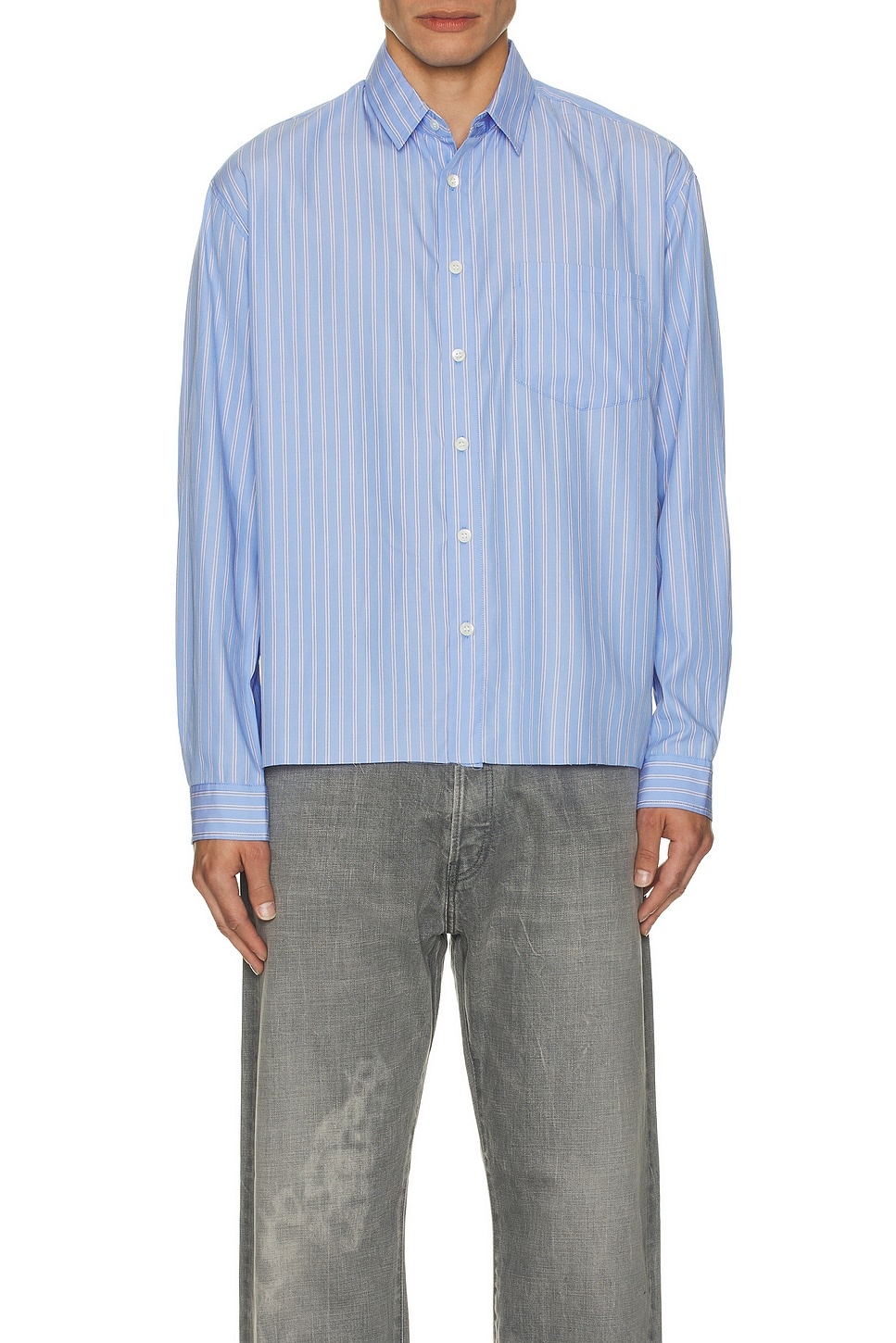 Stripe Poplin Long Sleeve Hemi - 4