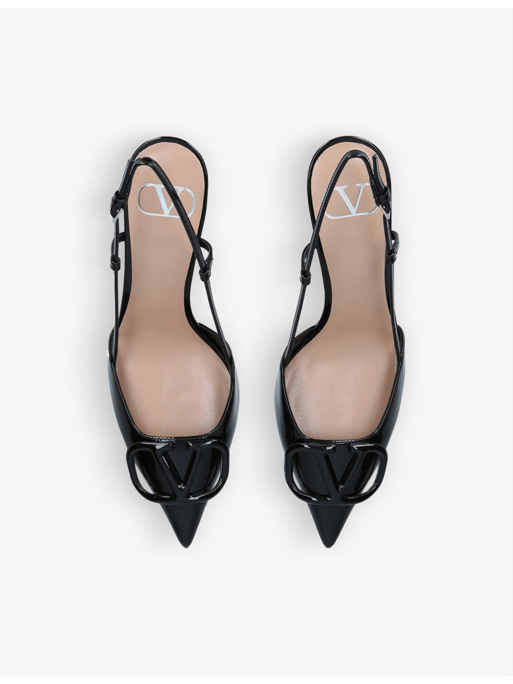 VLogo brand-embossed leather heeled courts - 2