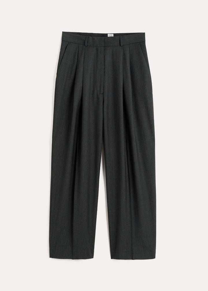 Double-pleated cropped trousers charcoal melange - 1
