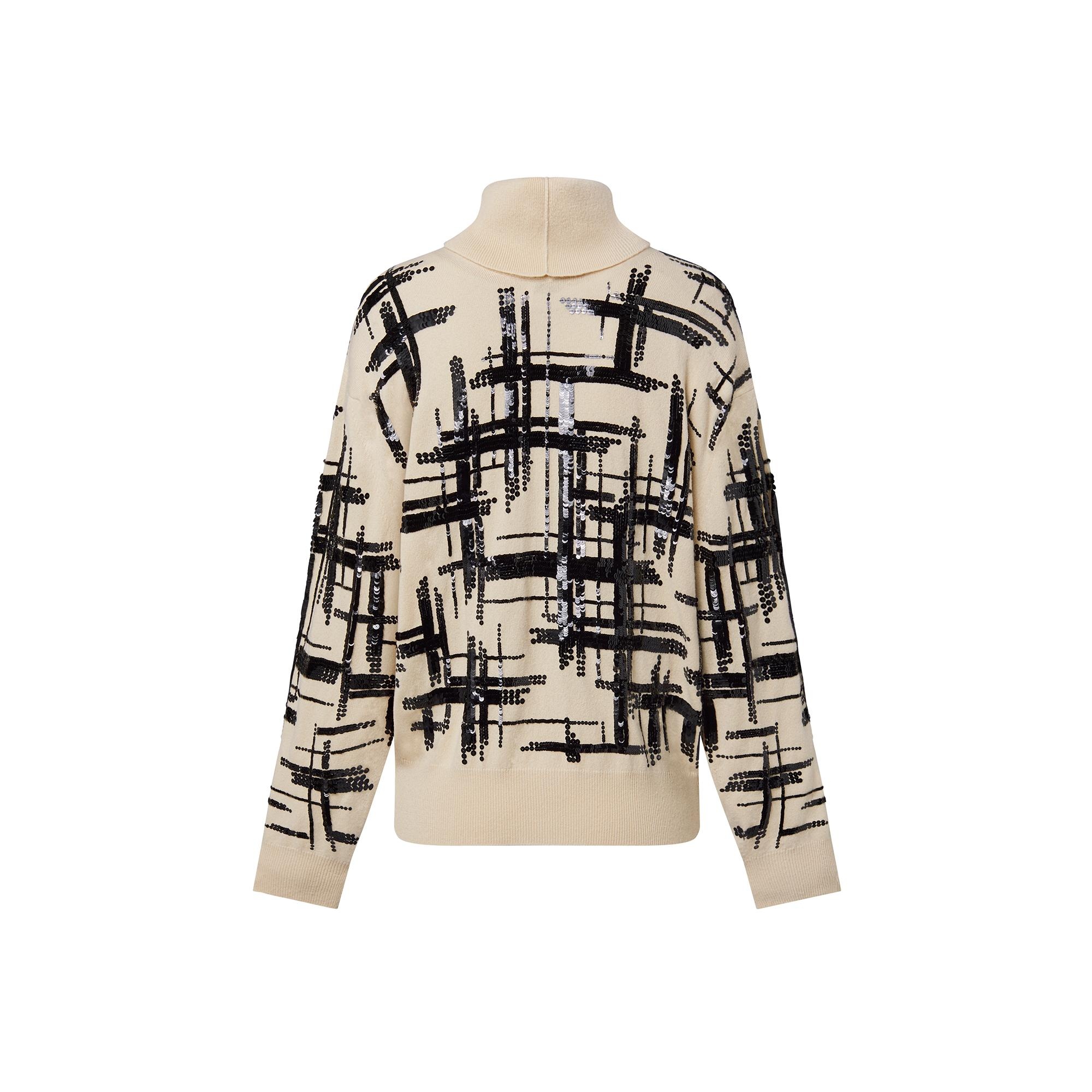 Graphic Sequin Turtleneck Sweater - 3