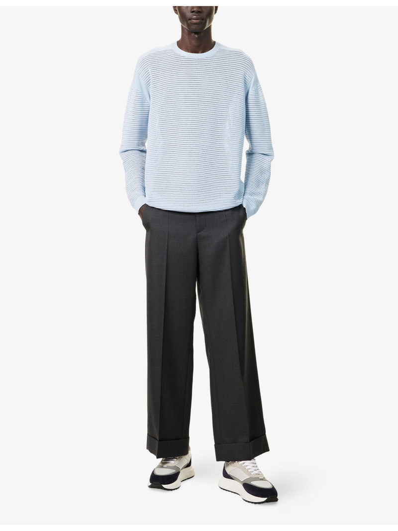 EMPORIO ARMANI Textured Crewneck Cotton-Knit Jumper outlook