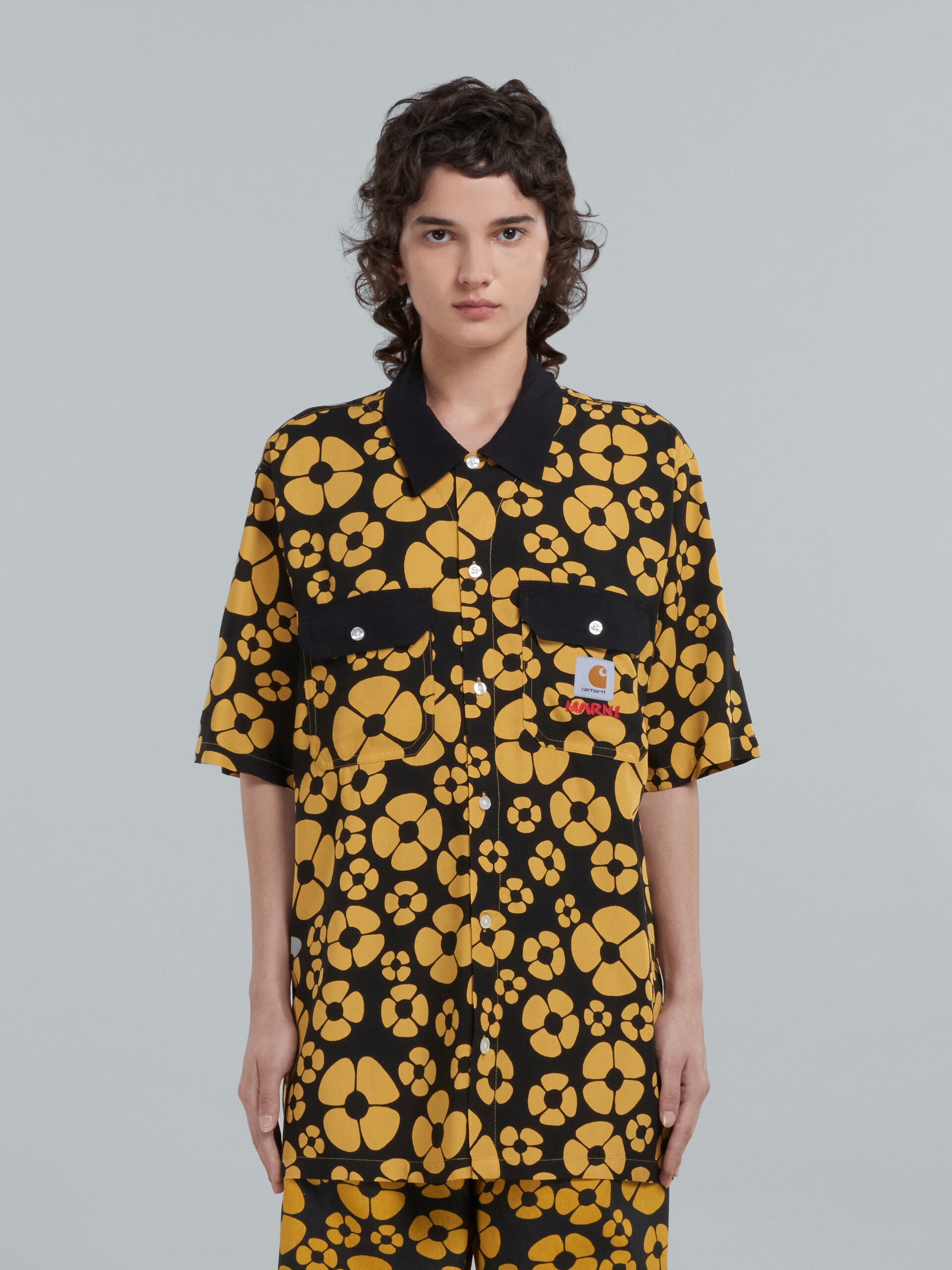 MARNI X CARHARTT WIP - YELLOW SHORT-SLEEVED FLORAL SHIRT - 2