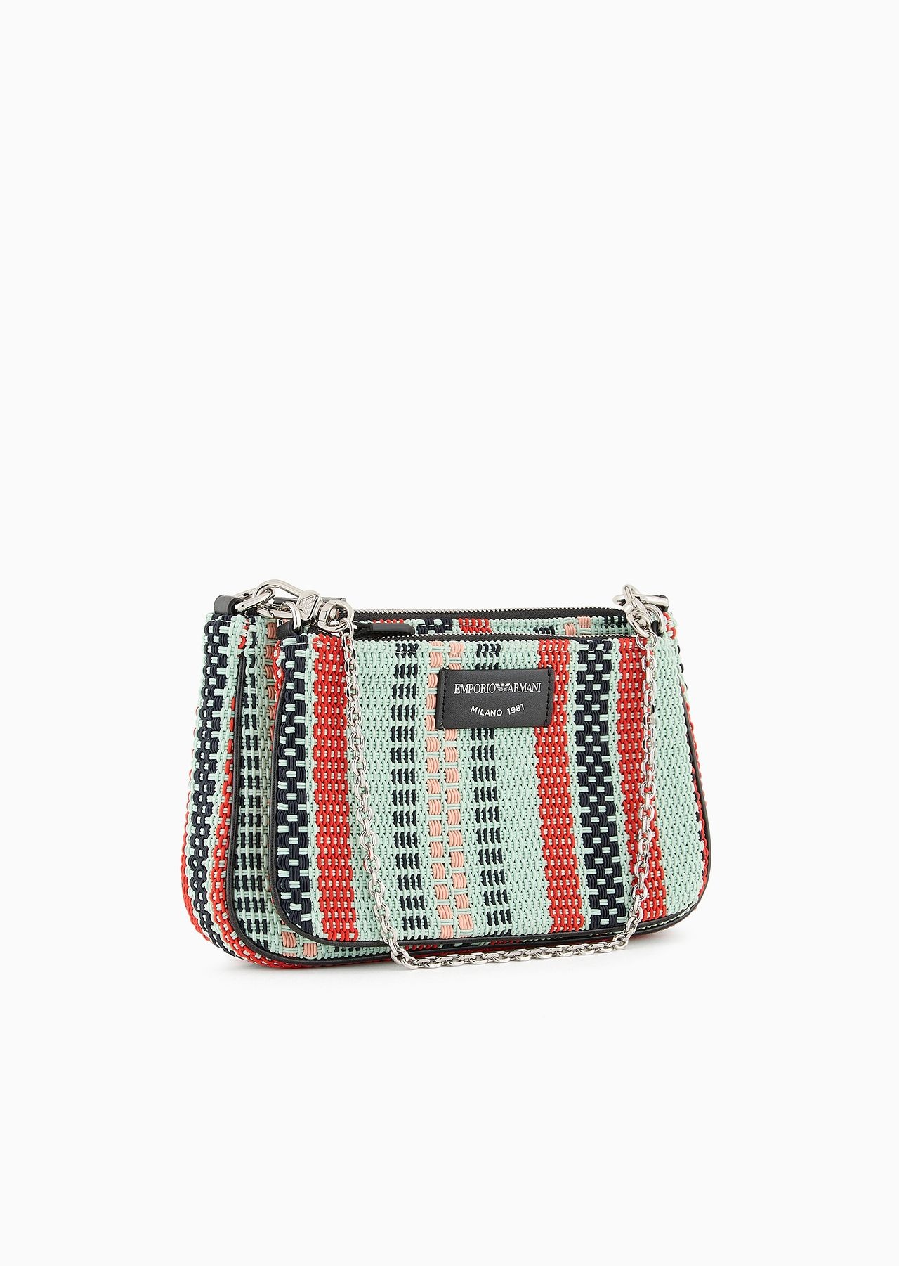 Double mini shoulder bag in basketweave - 2