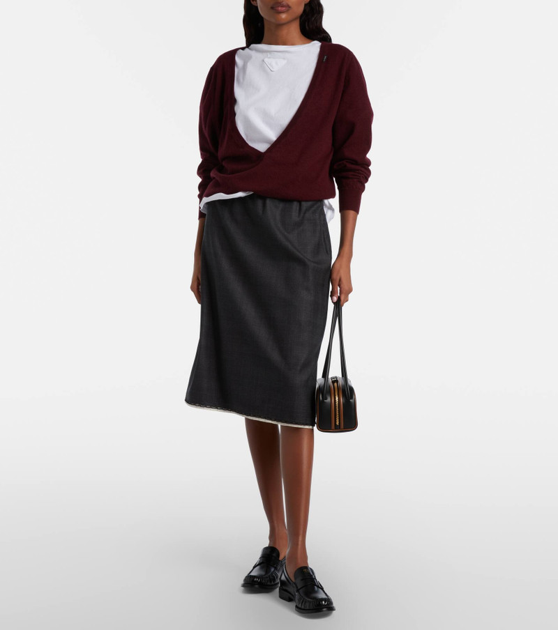 Prada Checked wool pencil skirt outlook