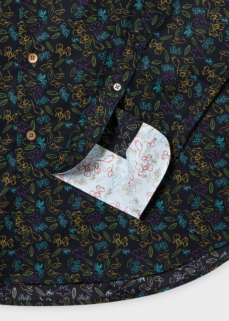 Paul Smith Black Organic Cotton 'Globe Flower' Shirt outlook
